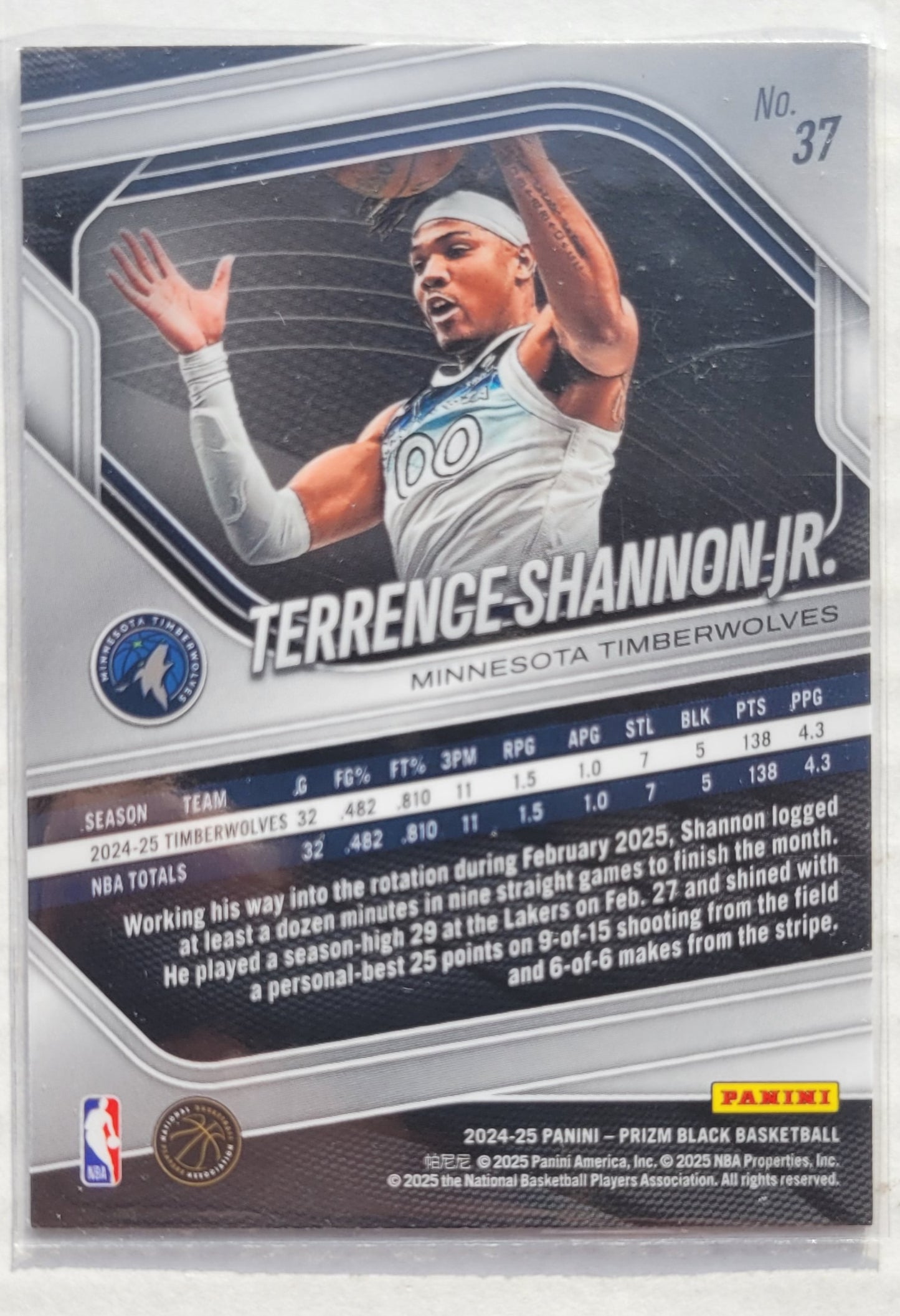 Terrence Shannon Jr. - 2024-25 Panini Prizm Black #37 RC