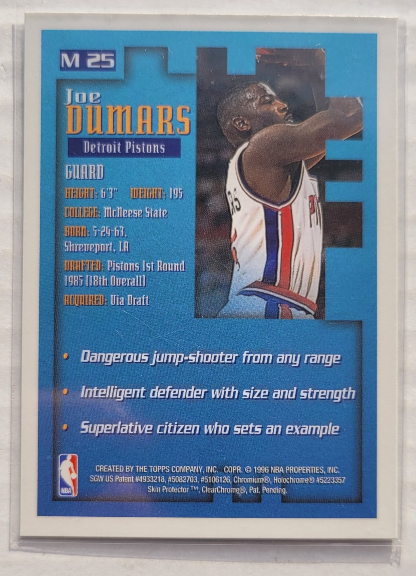 Joe Dumars - 1995-96 Finest Mystery #M25