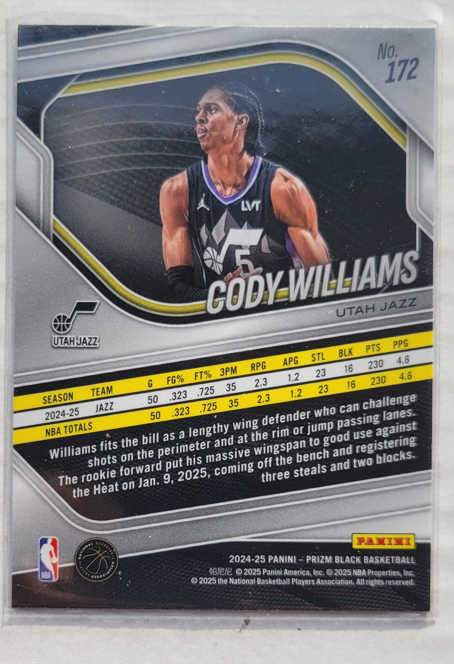 Cody Williams - 2024-25 Panini Prizm Black #172