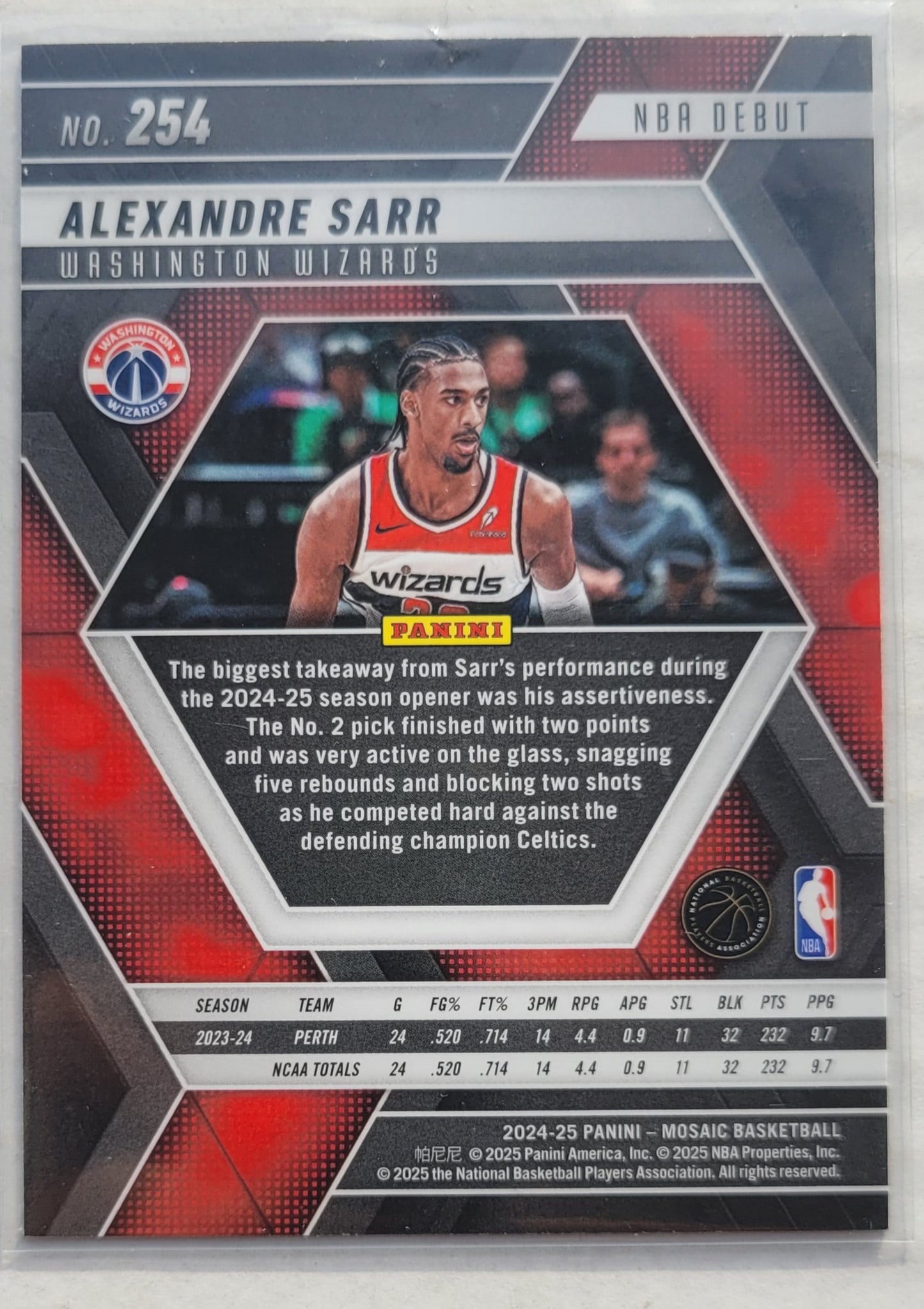 Alexandre Sarr - 2024-25 Panini Mosaic #254 NBA Debut RC