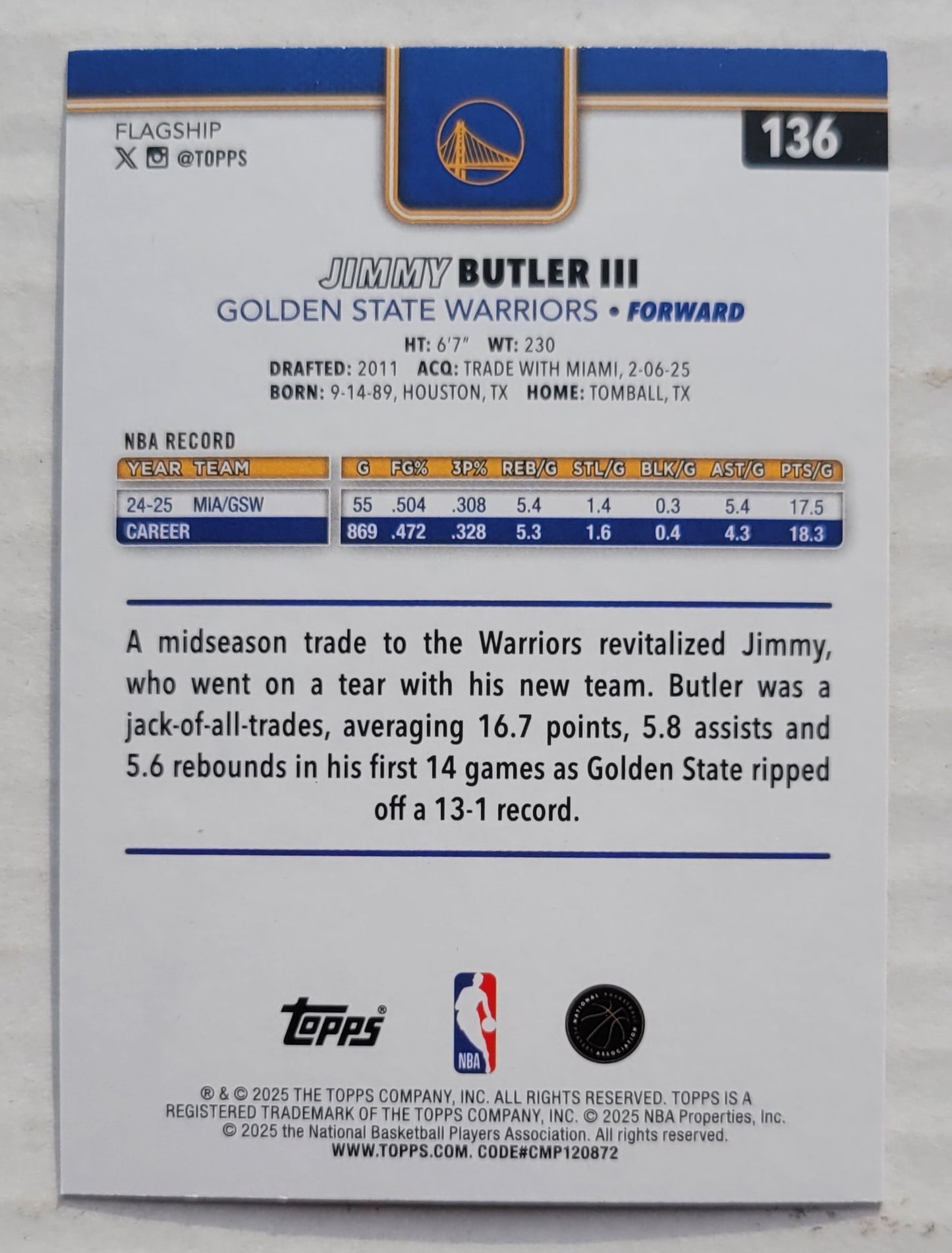 Jimmy Butler III - 2025-26 Topps Sandglitter #136