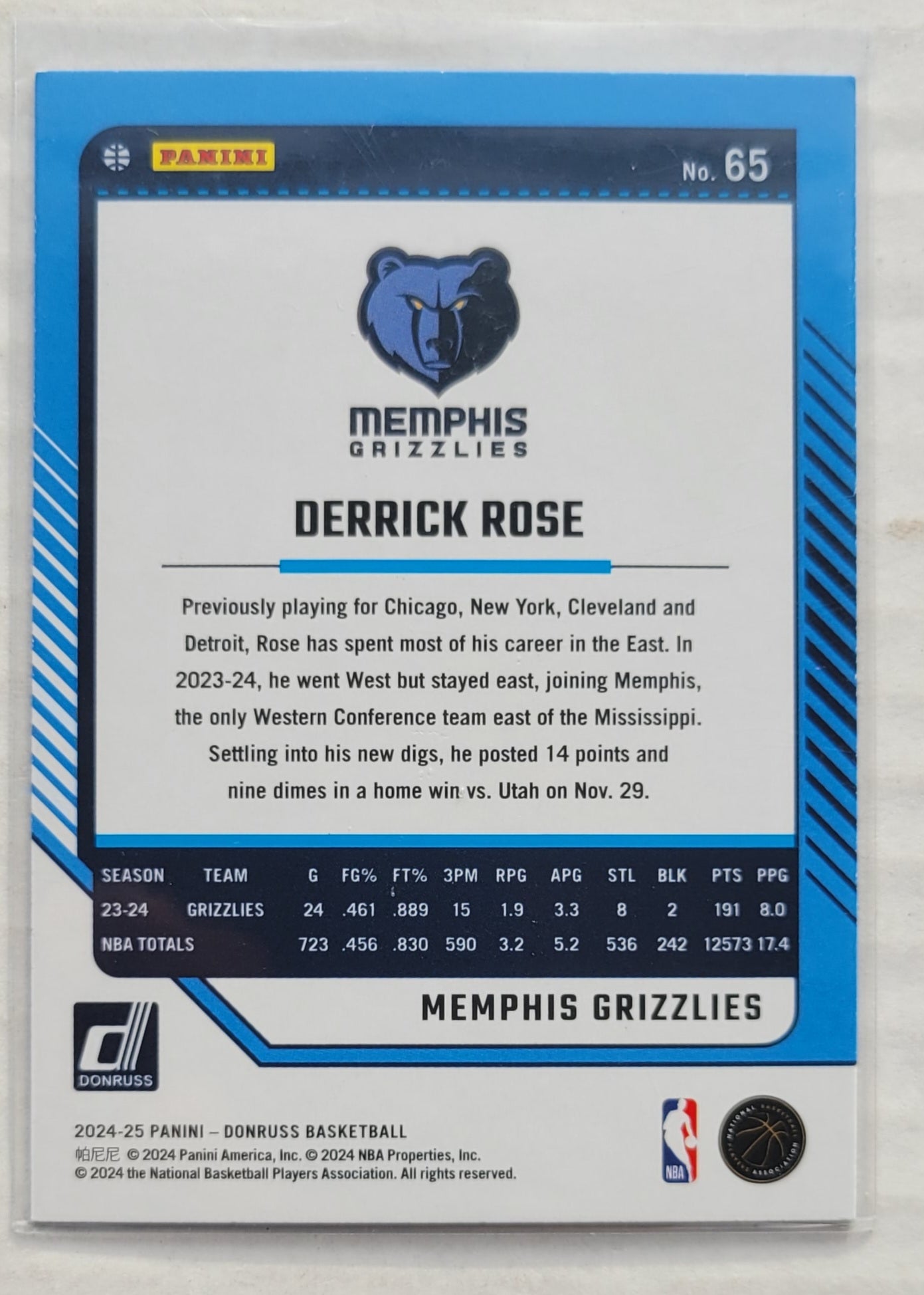 Derrick Rose - 2024-25 Donruss Holo Green Laser #65