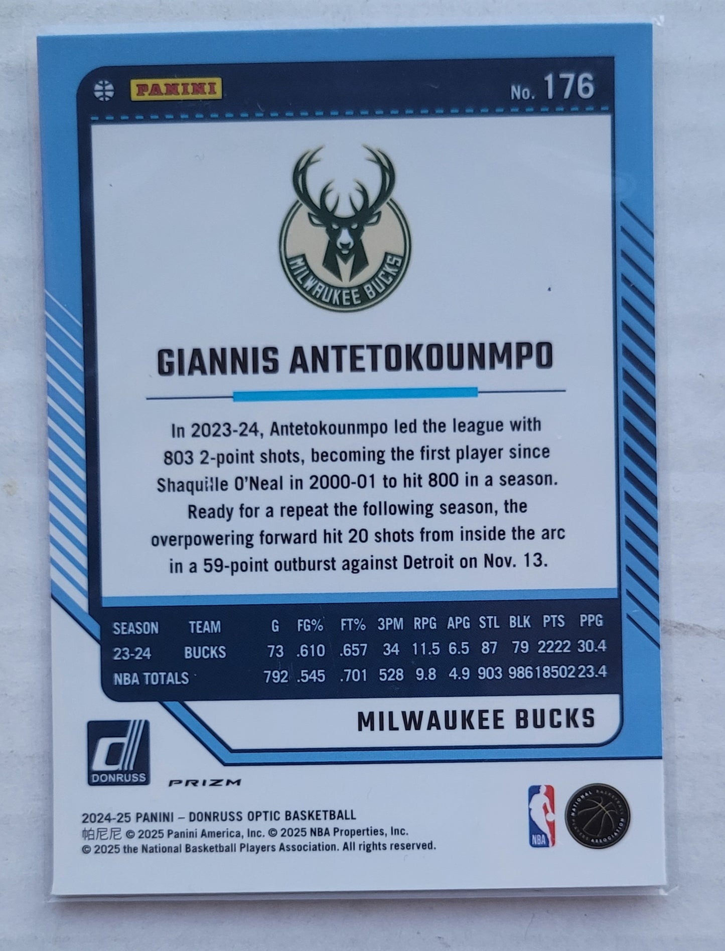 Giannis Antetokounmpo - 2024-25 Donruss Optic Holo #176