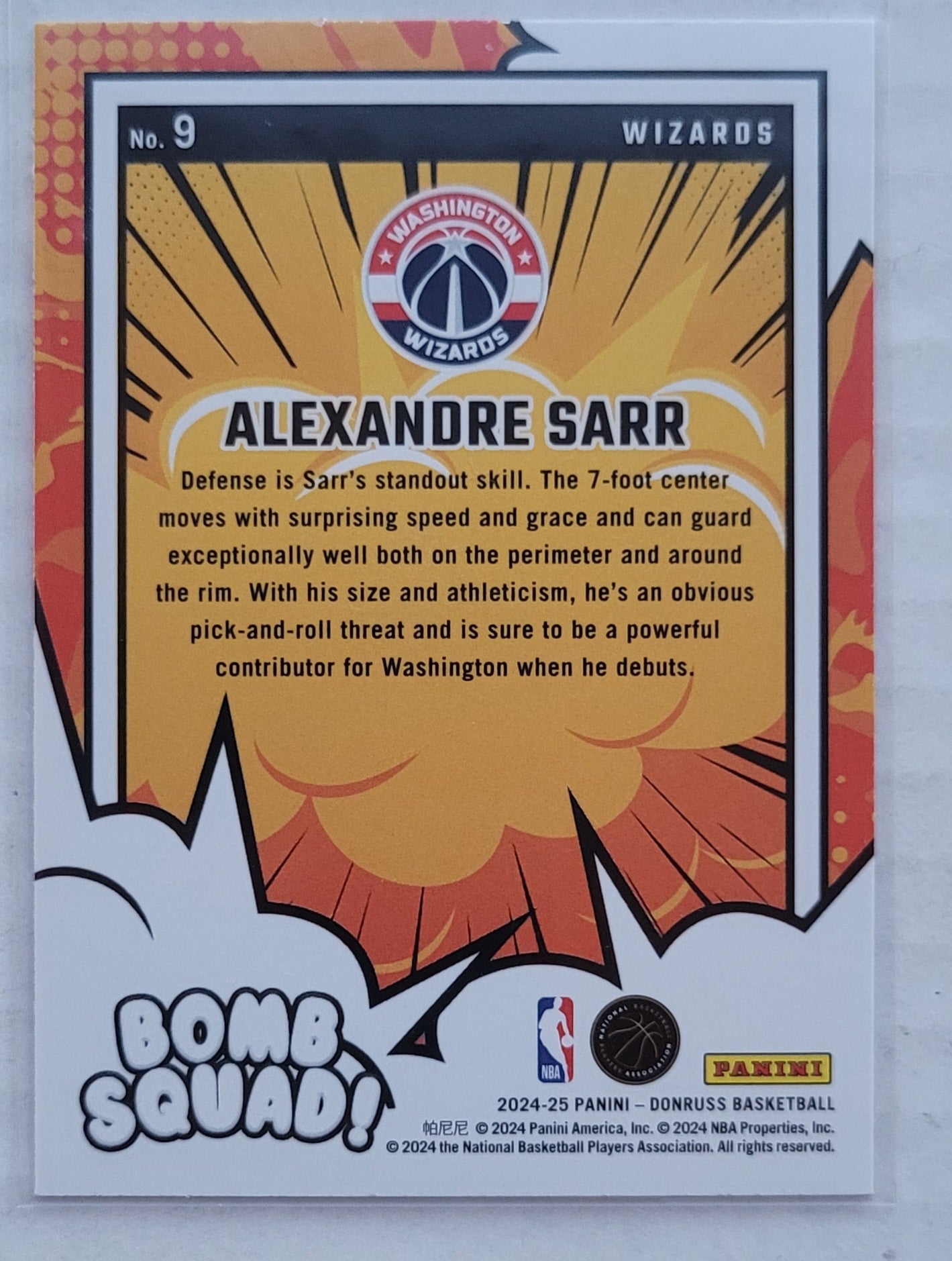 Alexandre Sarr - 2024-25 Donruss Bomb Squad #9