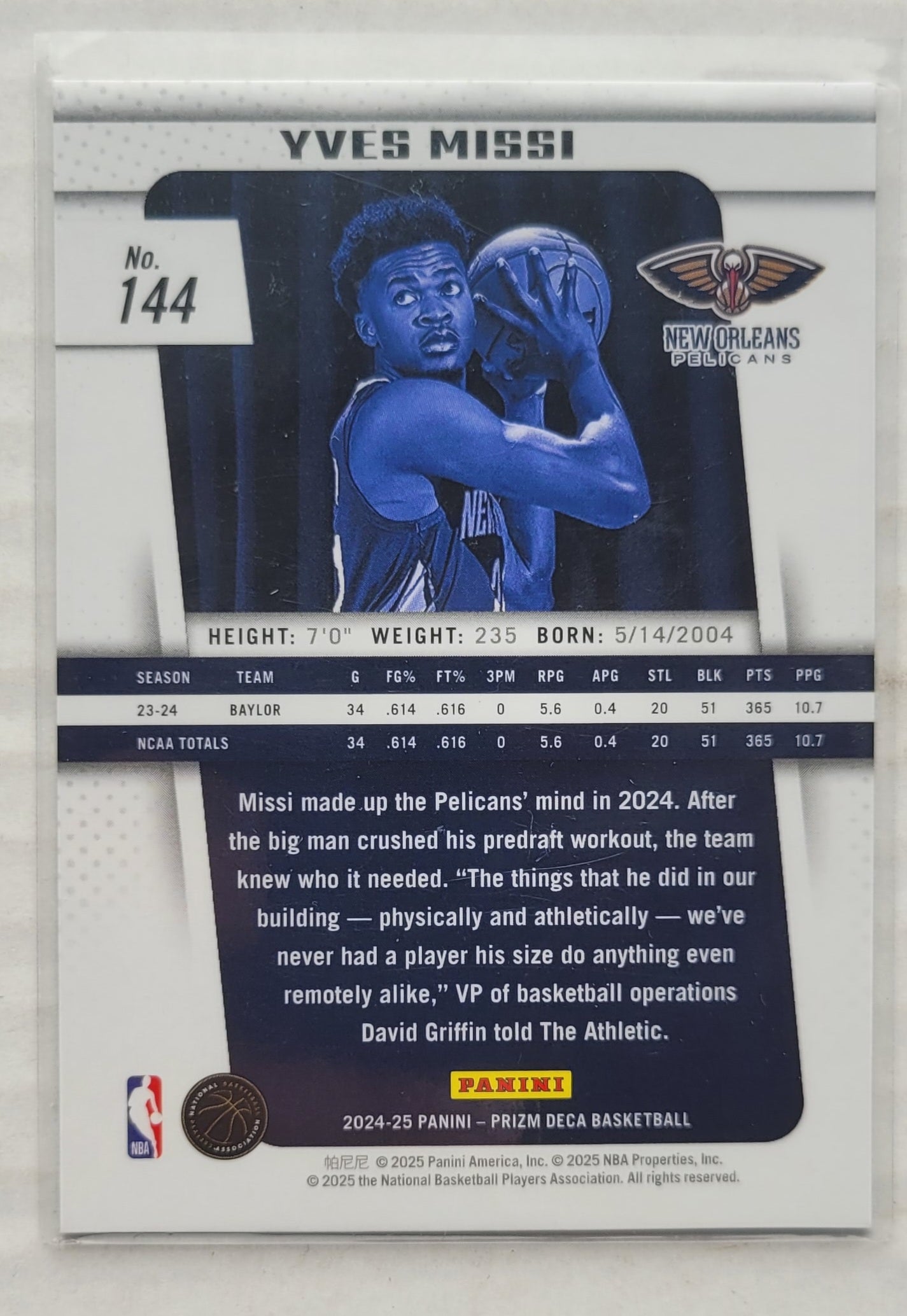 Yves Missi - 2024-25 Prizm Deca #144 RC