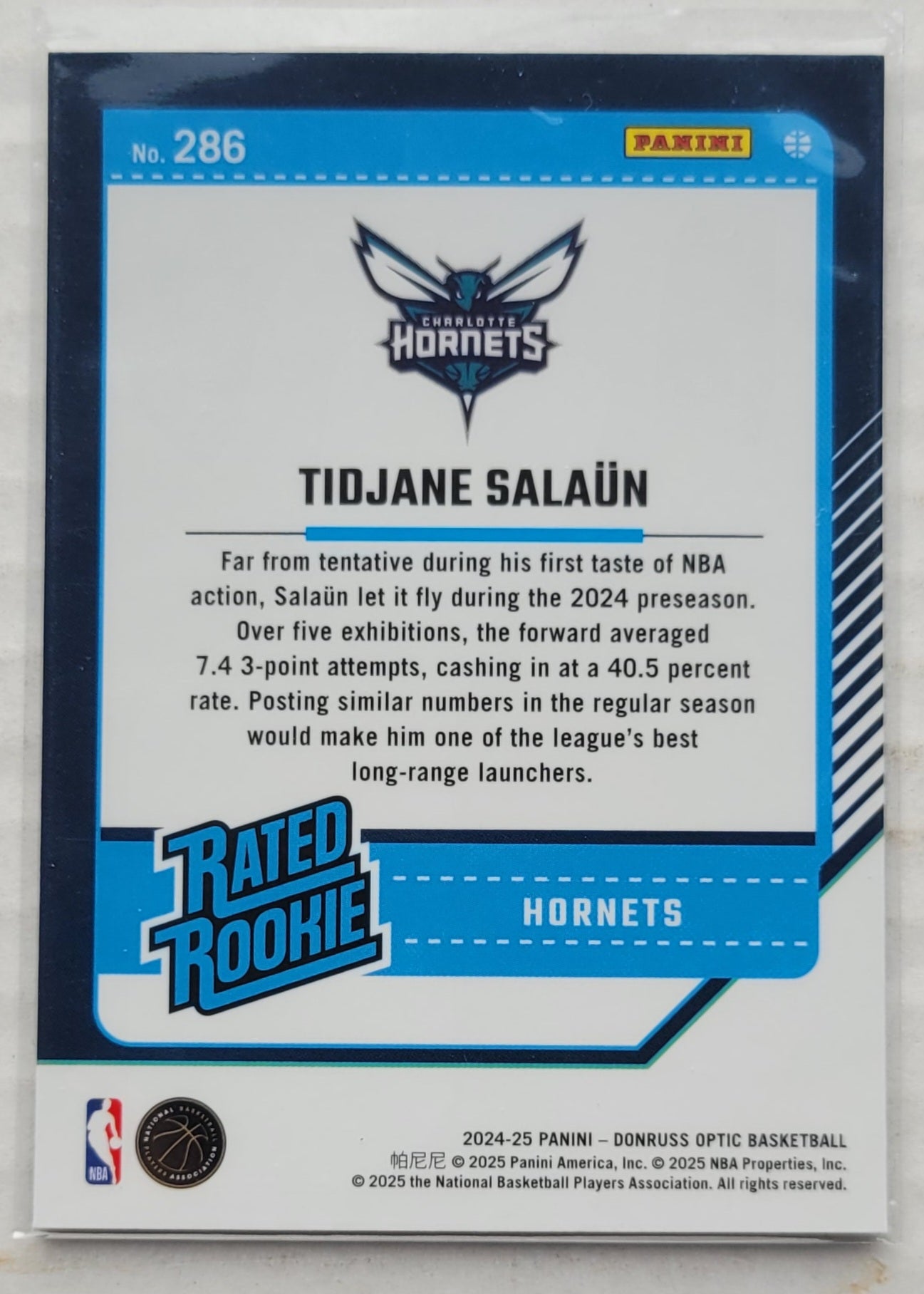 Tidjane Salaun - 2024-25 Donruss Optic #286 RR RC