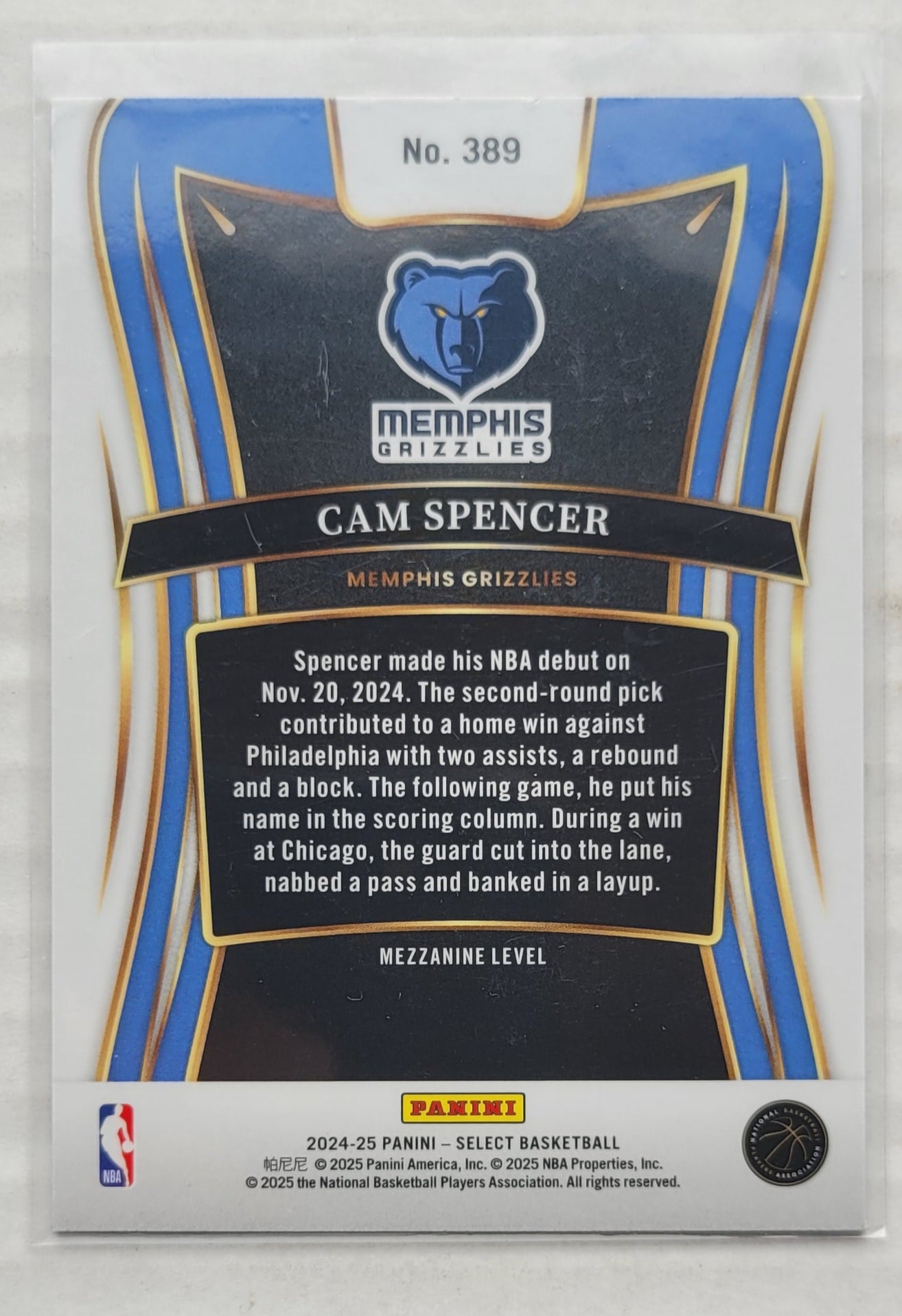 Cam Spencer - 2024-25 Select #389 RC