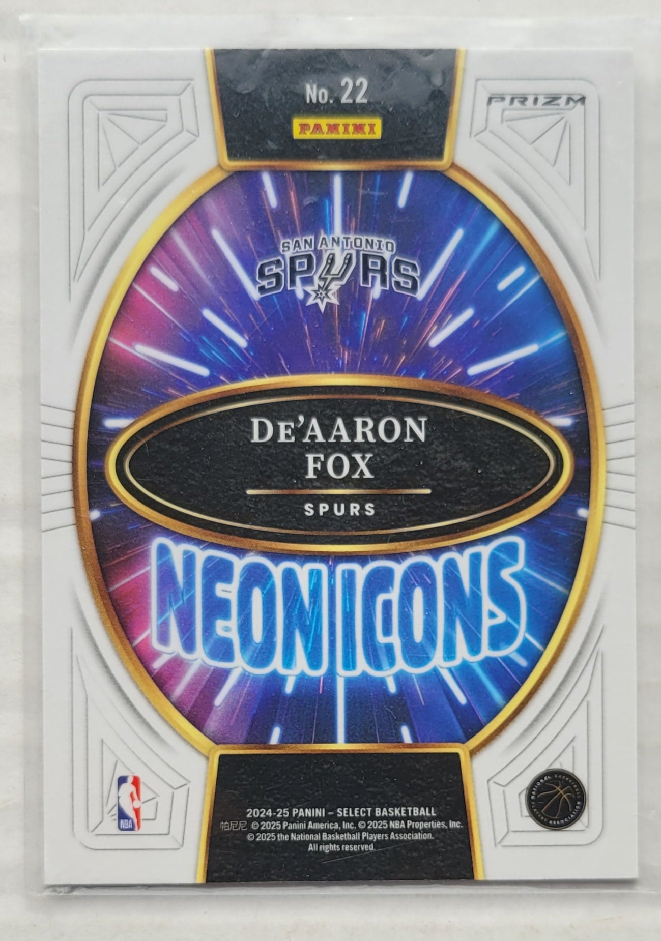 De'Aaron Fox - 2024-25 Select Neon Icon Silver Prizms #22