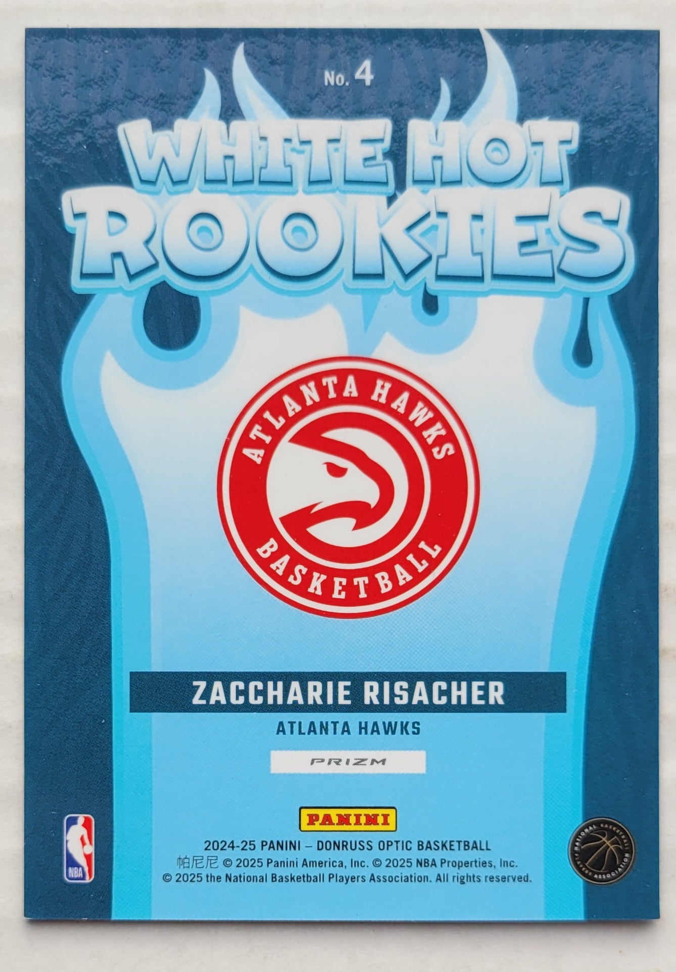 Zaccharie Risacher - 2024-25 Donruss Optic White Hot Rookies Purple #4