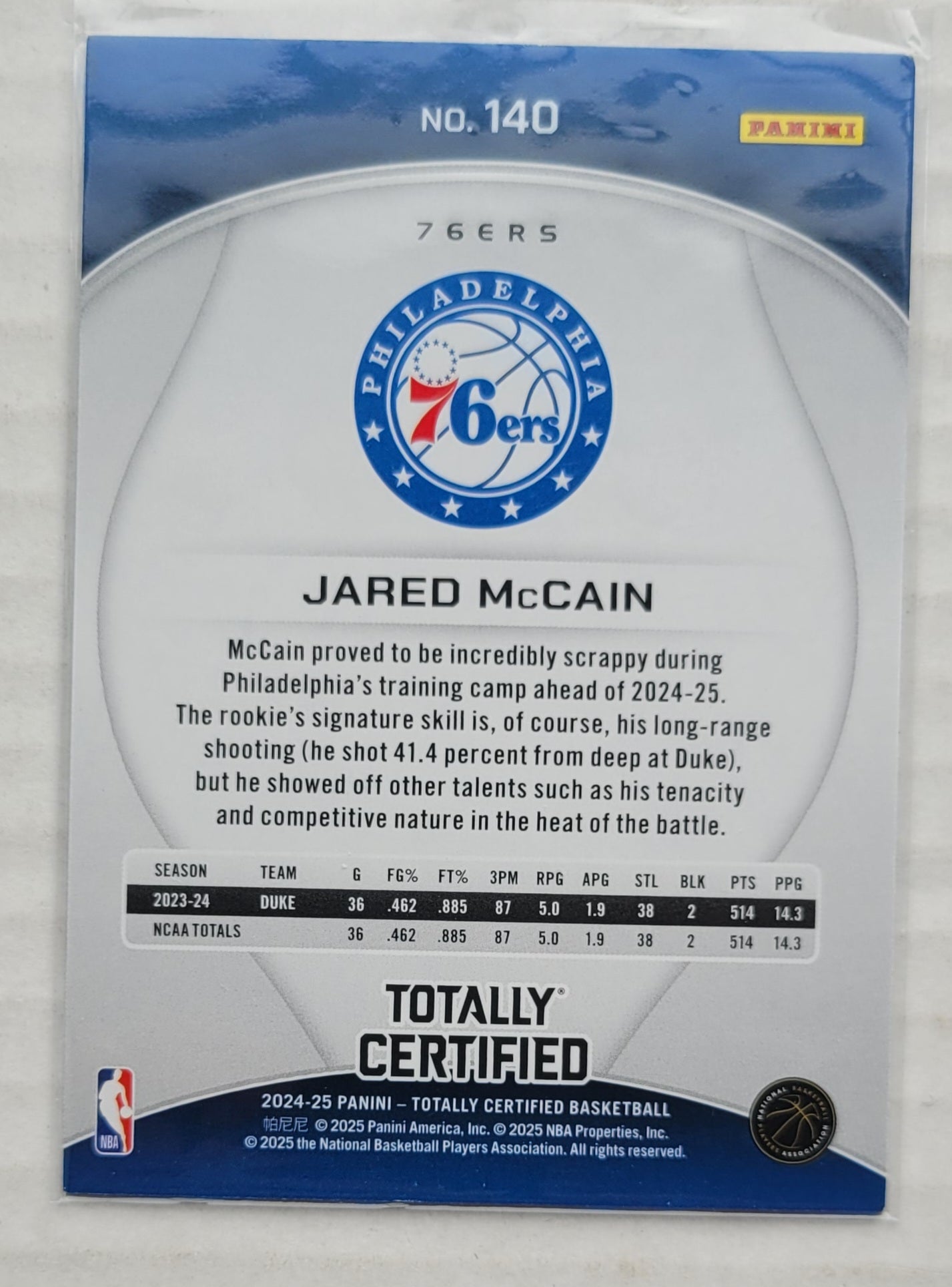Jared McCain - 2024-25 Totally Certified Mirror #140 RC