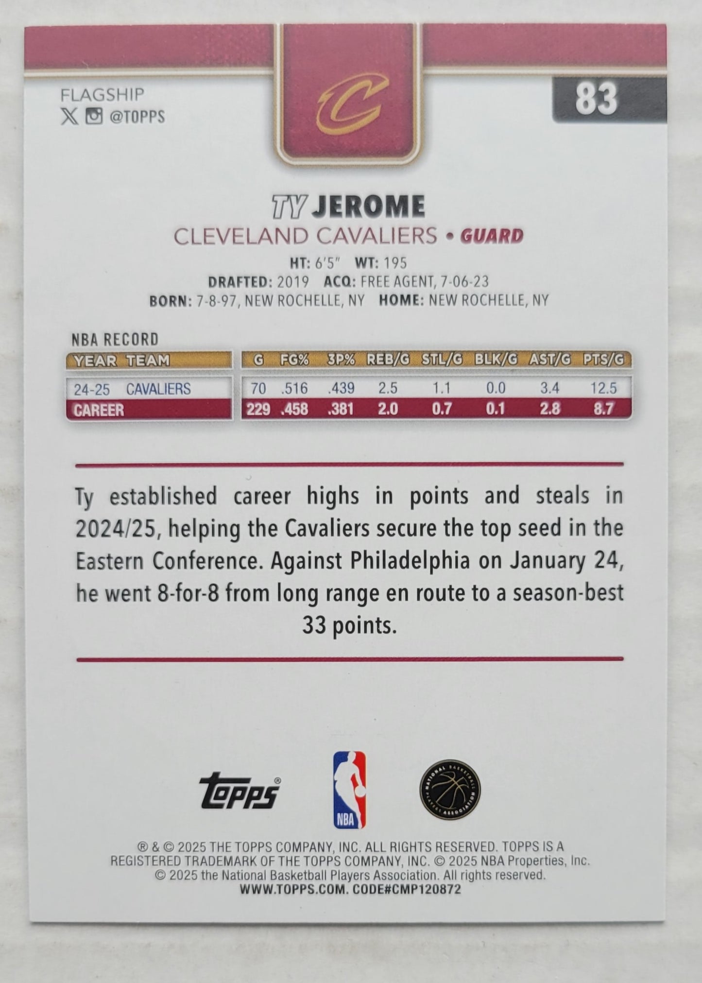 Ty Jerome - 2025-26 Topps Holo Foil #83