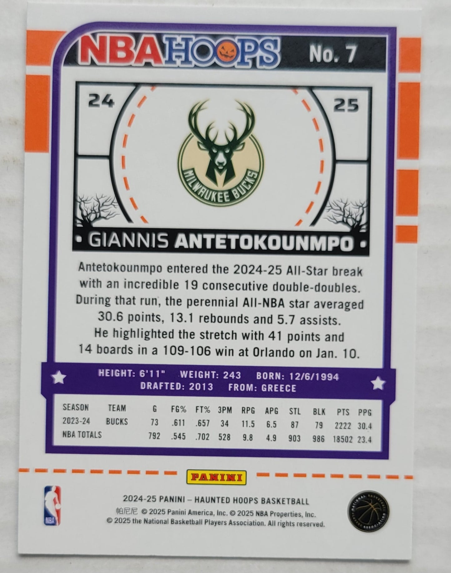 Giannis Antetokounmpo - 2024-25 Hoops Haunted Hoops #7