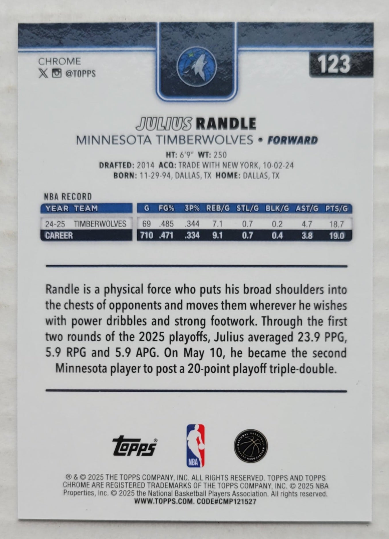 Julius Randle - 2025-26 Topps Chrome #123