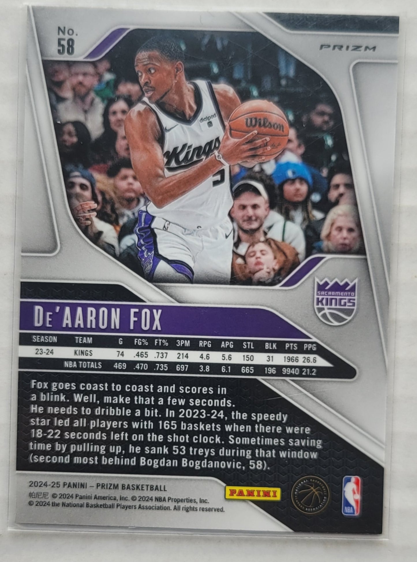 De'Aaron Fox - 2024-25 Panini Prizm Prizms Green #58