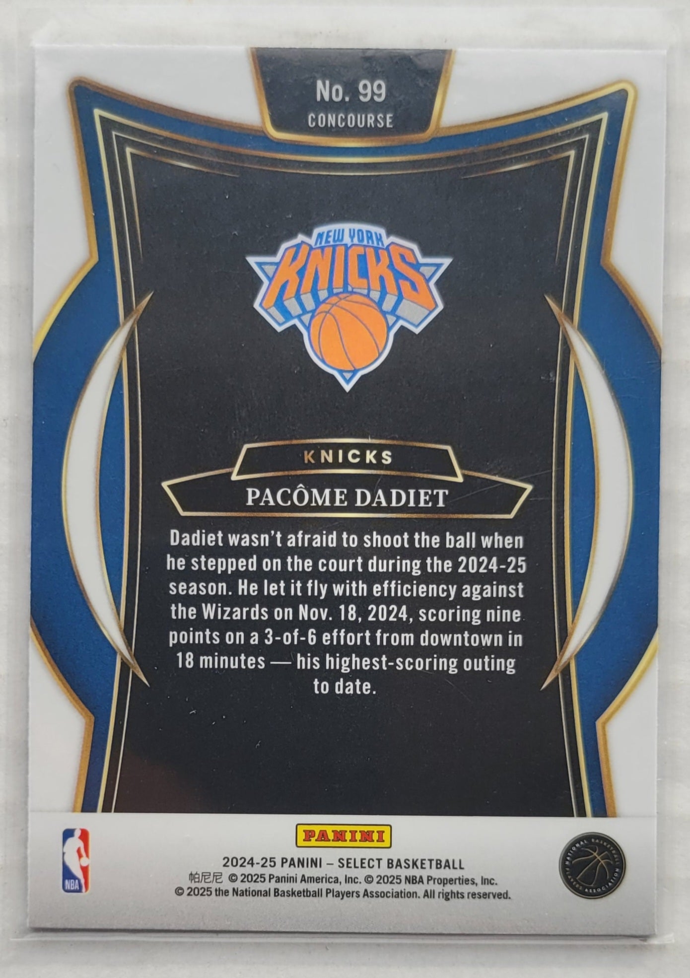 Pacome Dadiet - 2024-25 Select Blue #99 RC