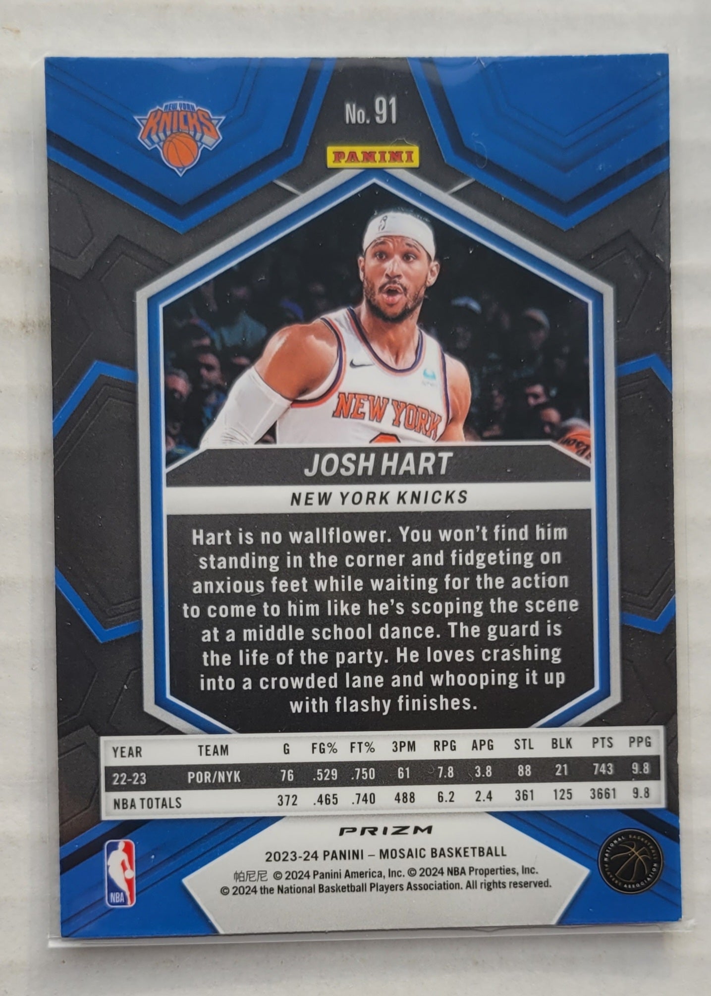 Josh Hart - 2023-24 Panini Mosaic Silver #91