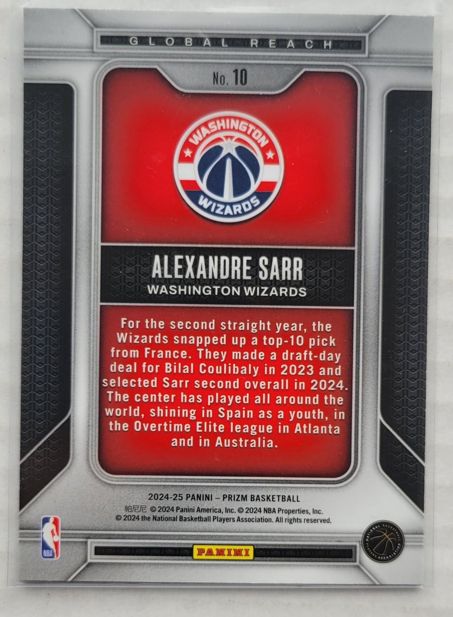 Alexandre Sarr - 2024-25 Panini Prizm Global Reach #10