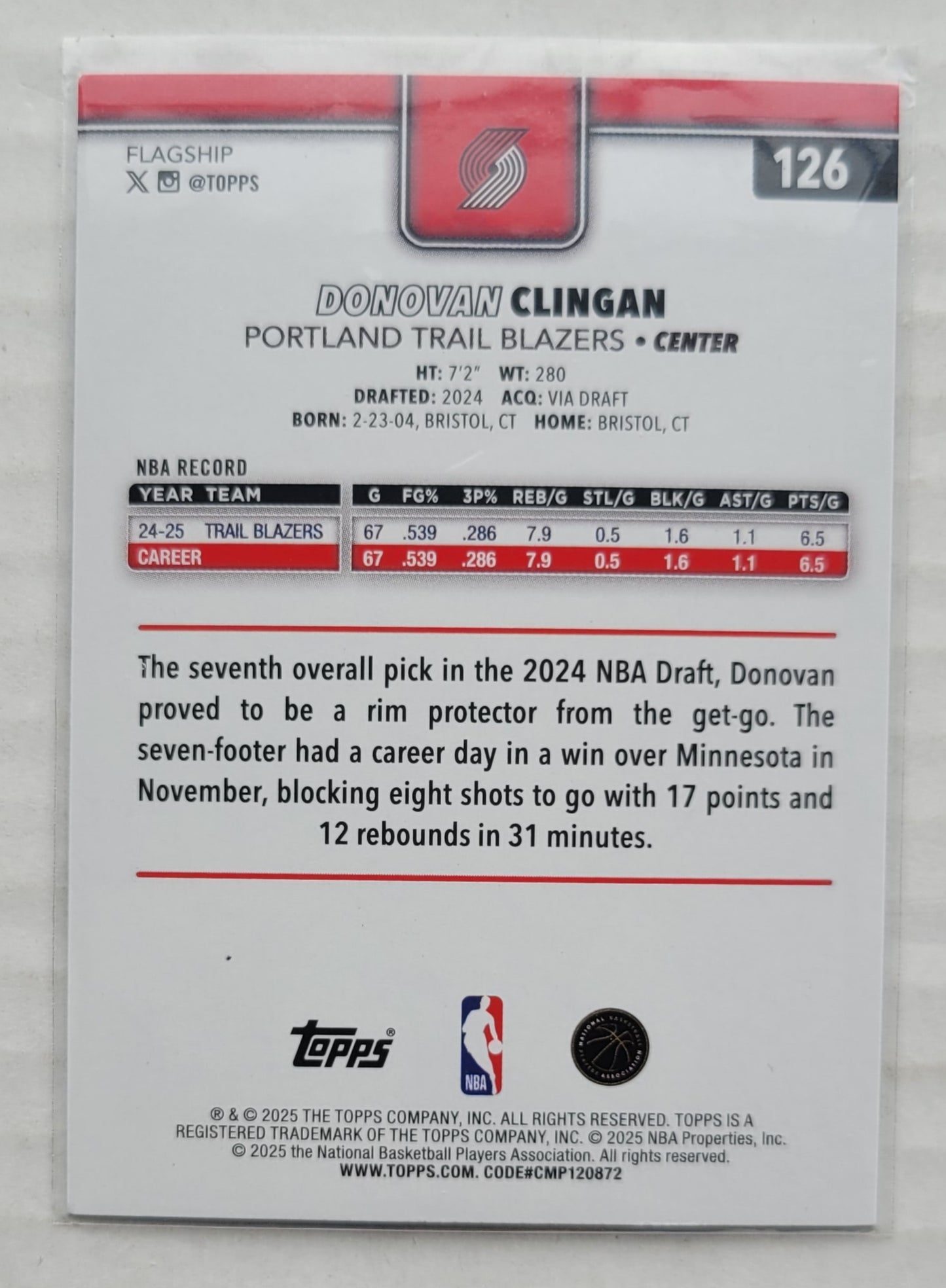 Donovan Clingan - 2025-26 Topps Diamante #126