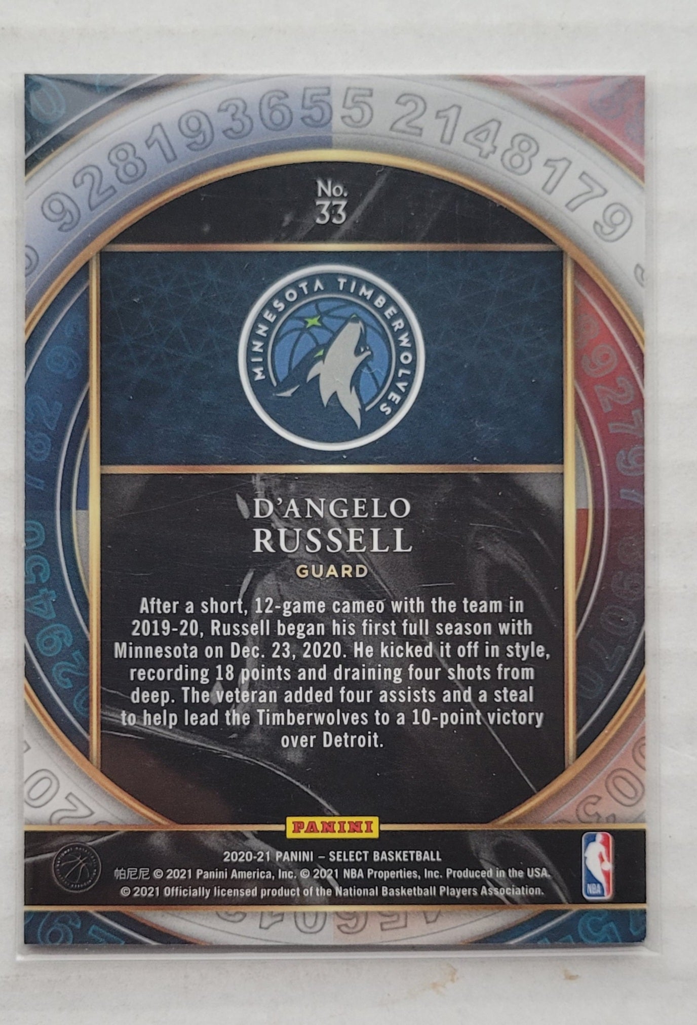 D'Angelo Russell - 2020-21 Select Numbers #33