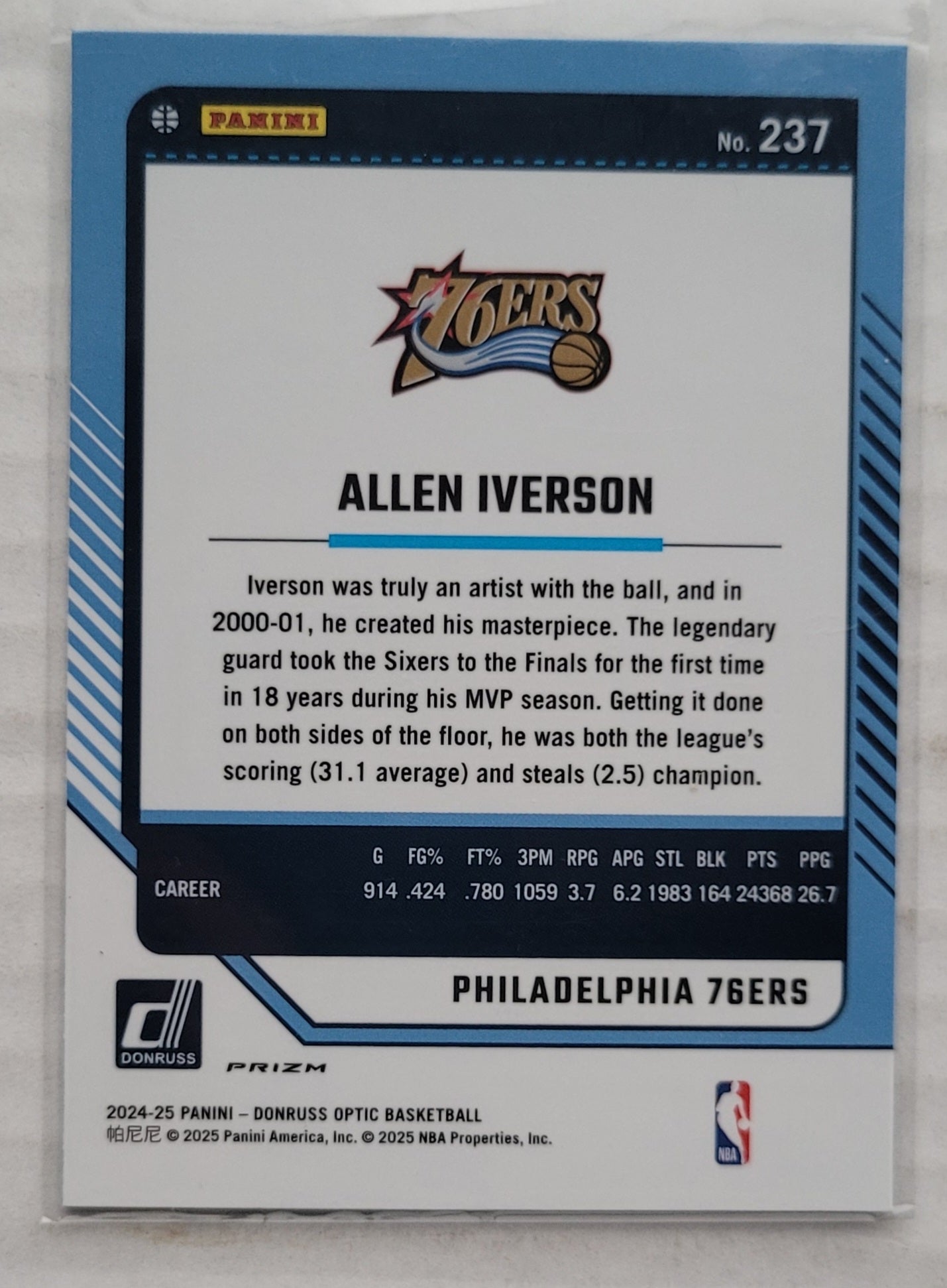Allen Iverson - 2024-25 Donruss Optic Holo #237 LGD