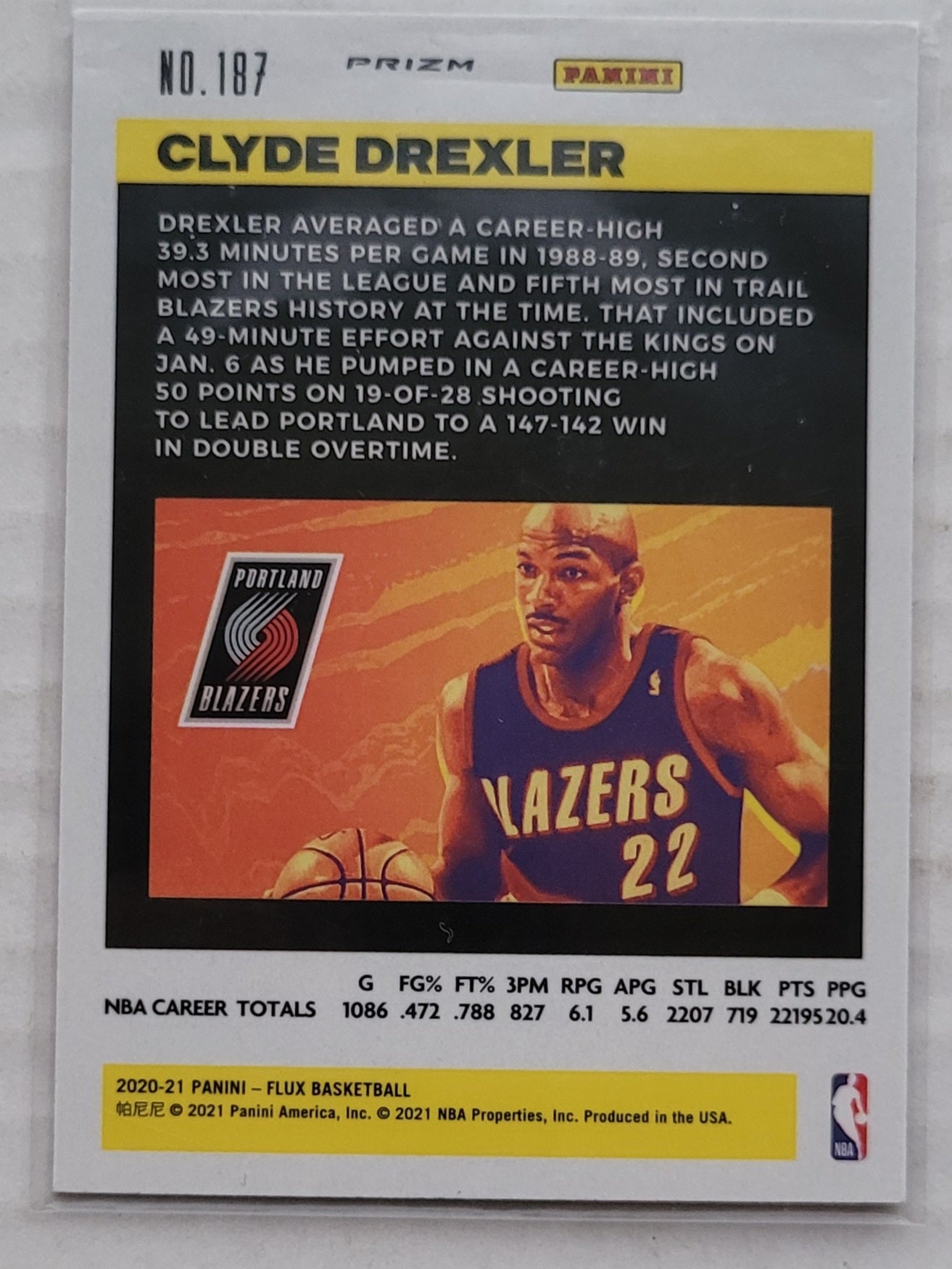 Clyde Drexler - 2020-21 Panini Flux Light Blue #187