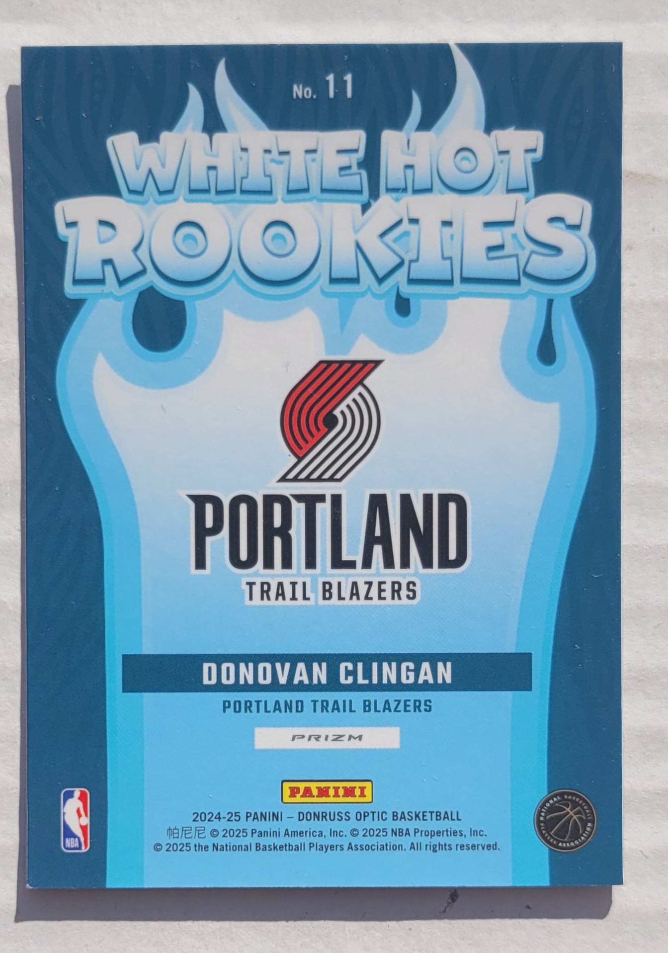 Donovan Clingan - 2024-25 Donruss Optic White Hot Rookies Holo #11