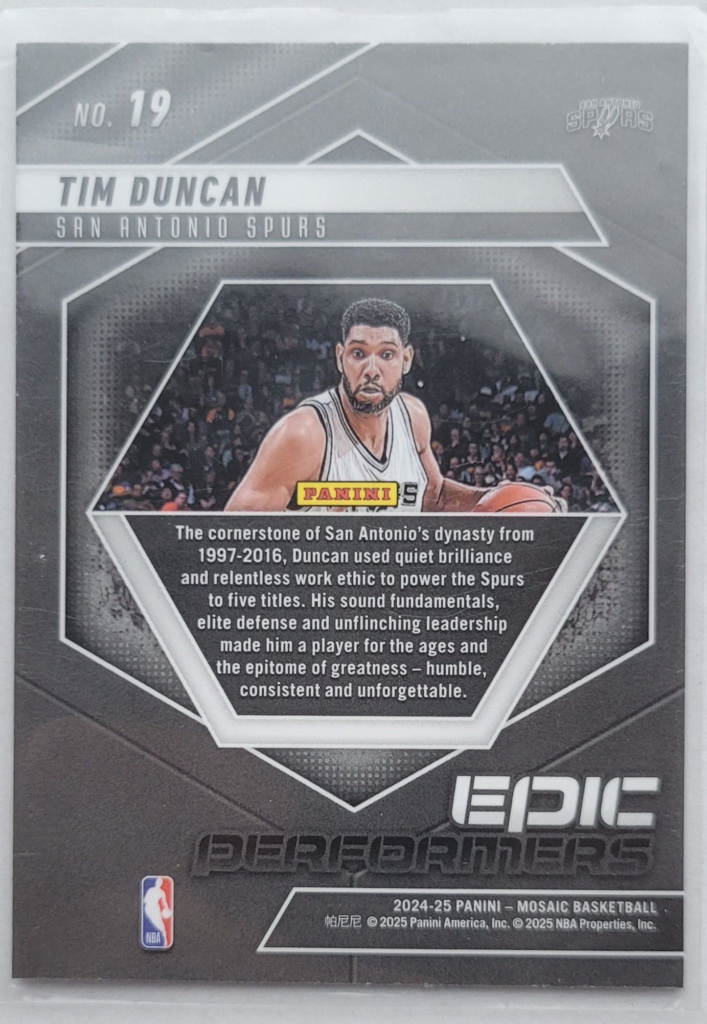 Tim Duncan - 2024-25 Panini Mosaic Epic Performers #19