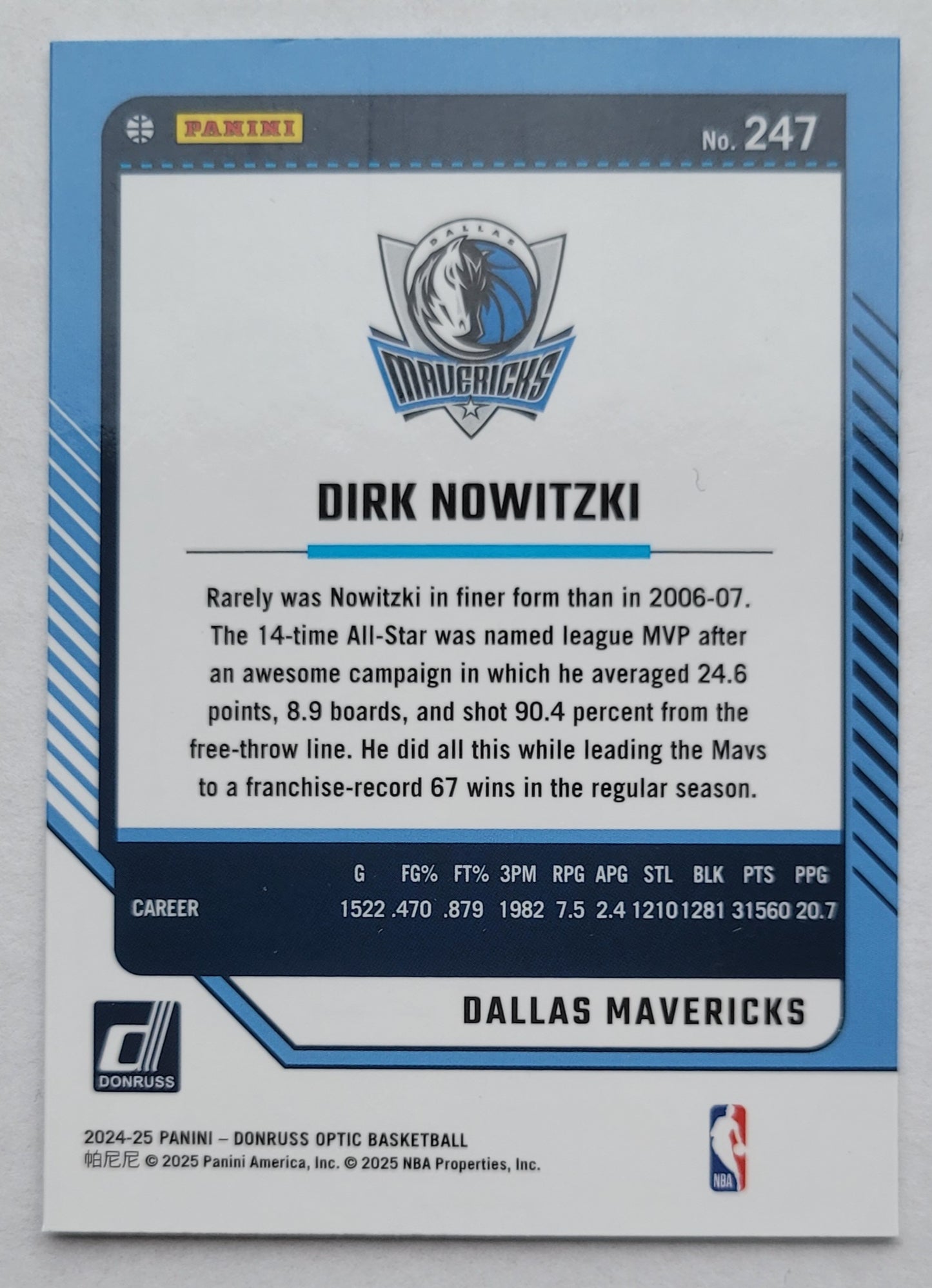 Dirk Nowitzki - 2024-25 Donruss Optic #247 LGD