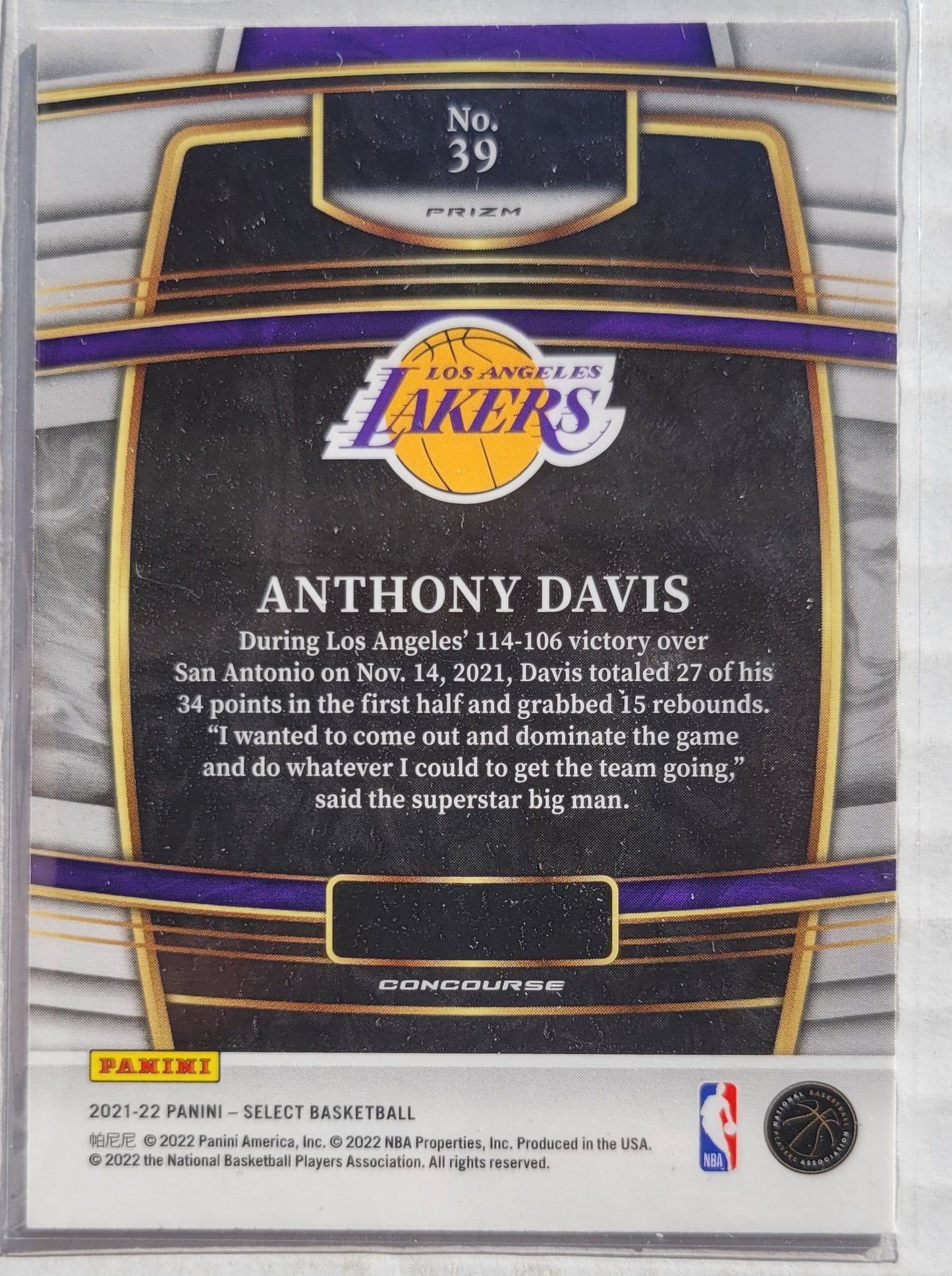 Anthony Davis - 2021-22 Select Prizms Blue #39