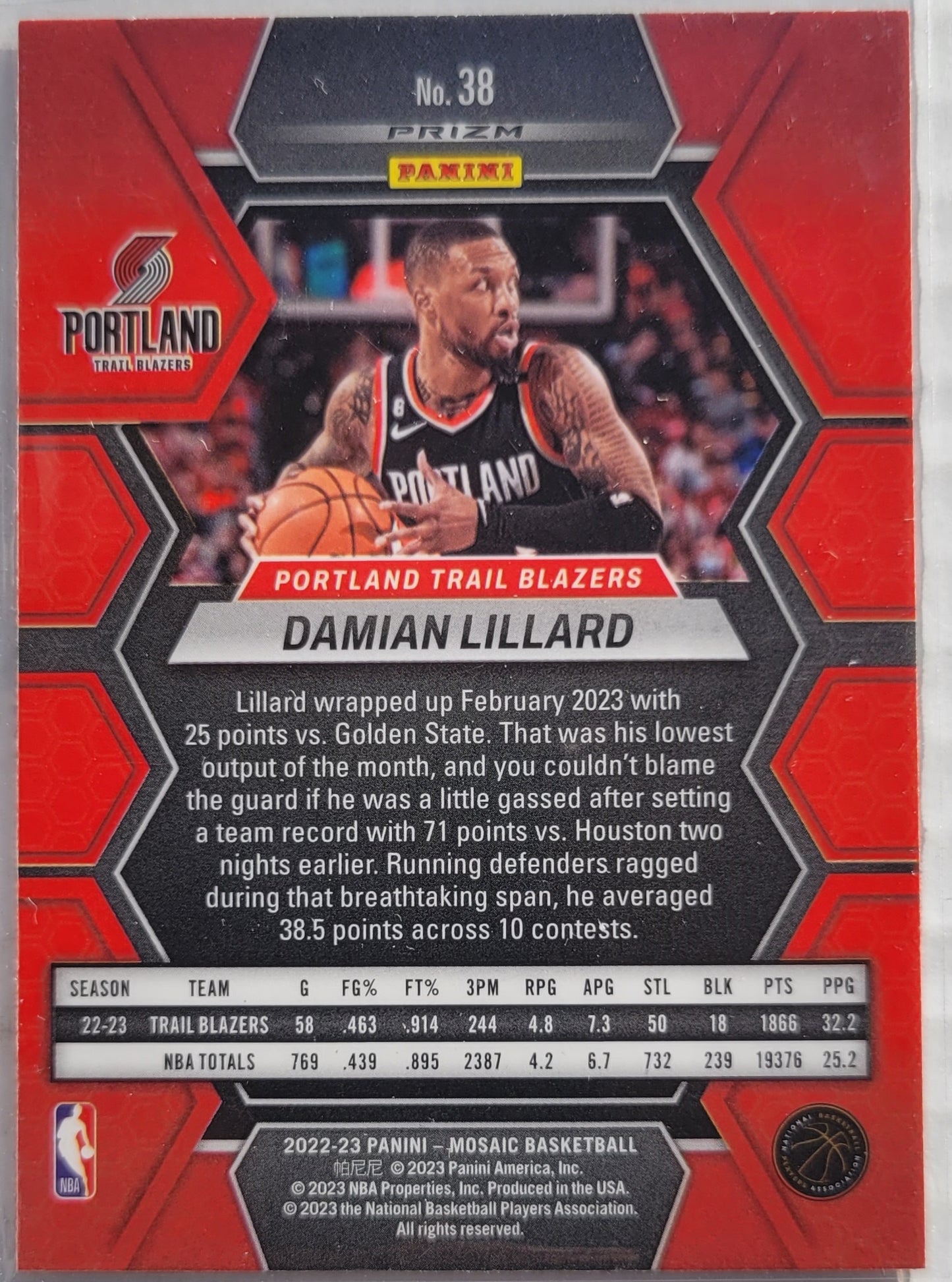 Damian Lillard - 2022-23 Panini Mosaic Mosaic Red Wave #38