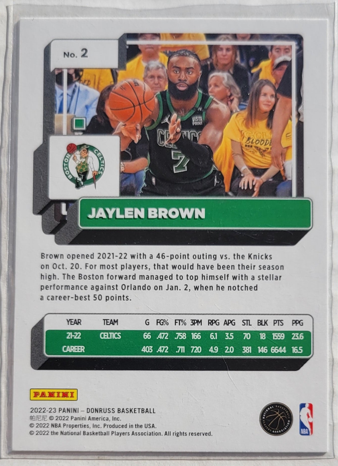 Jaylen Brown - 2022-23 Donruss Holo Green Laser #2