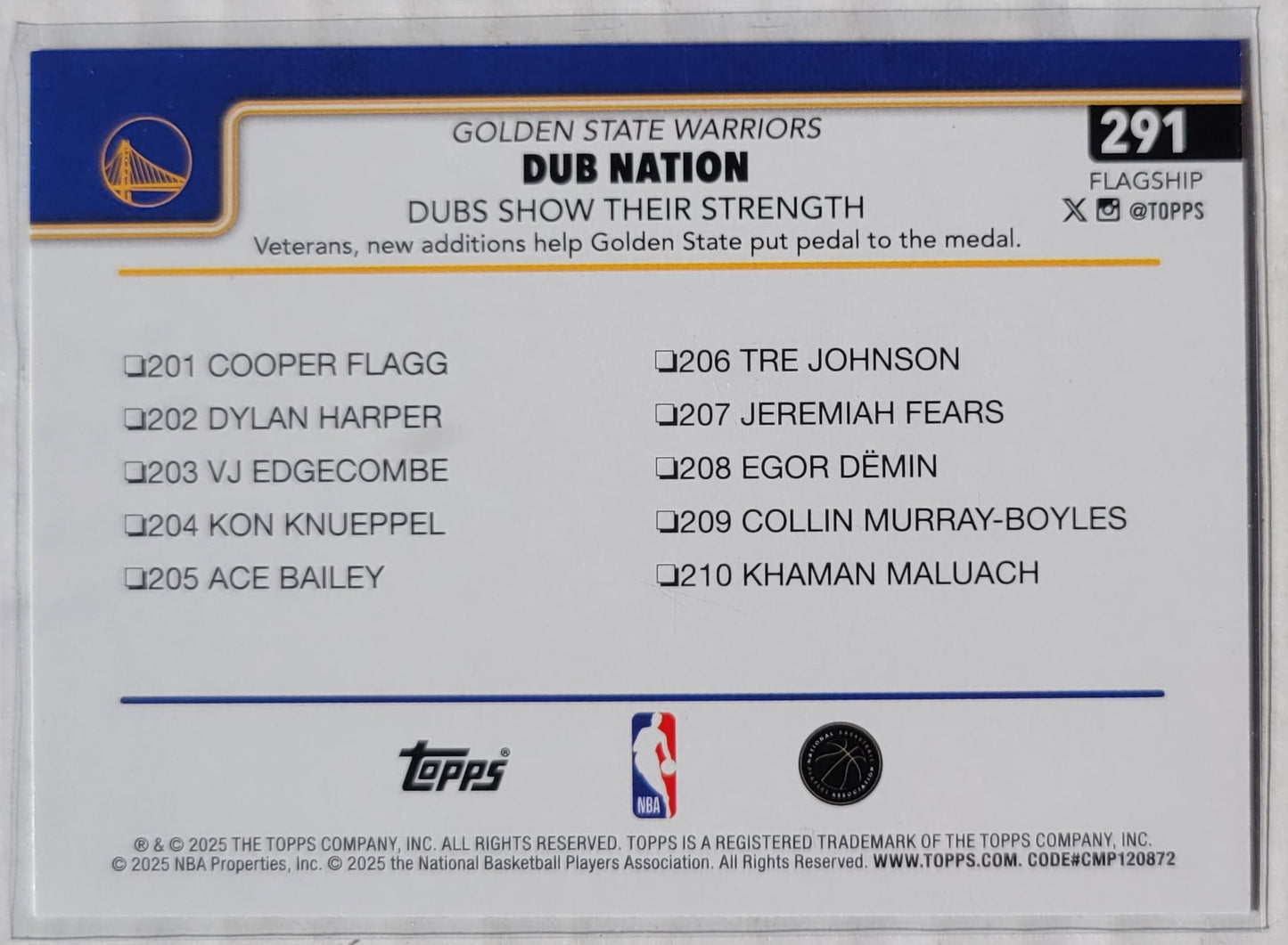 Stephen Curry / Draymond Green - 2025-26 Topps Holo Foil #291 Dubs Nation