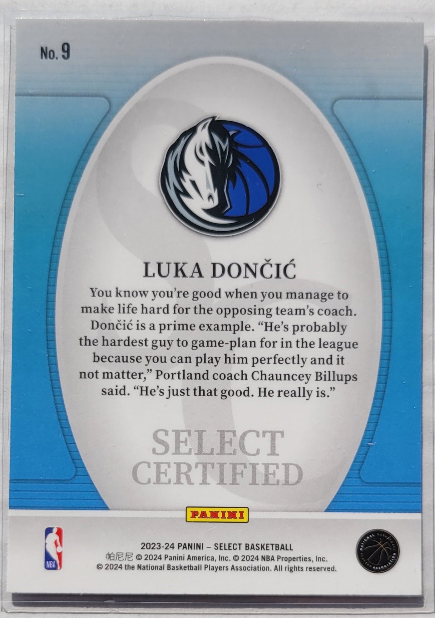 Luka Doncic - 2023-24 Select Select Certified #9