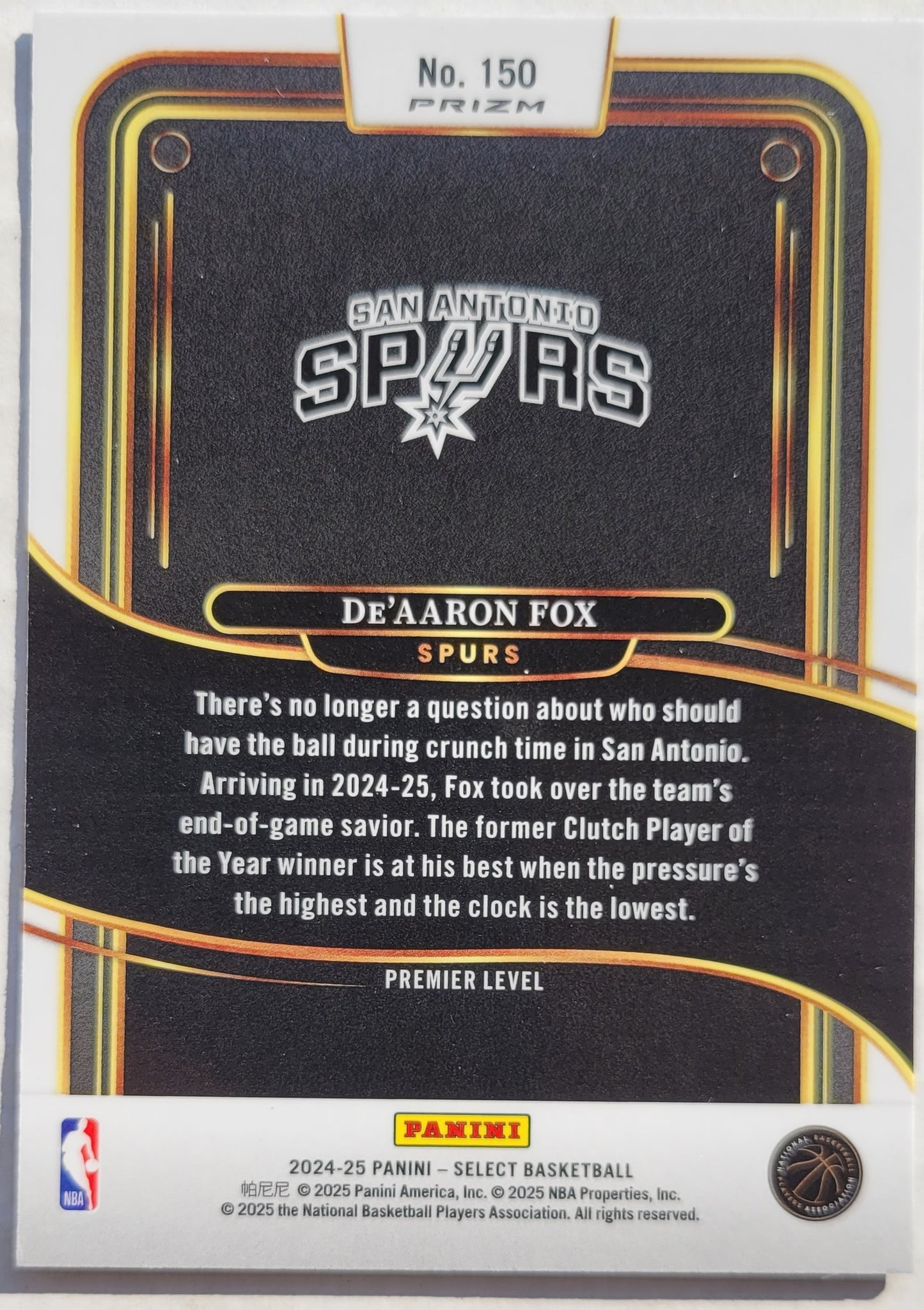 De'Aaron Fox - 2024-25 Select Silver Prizms #150