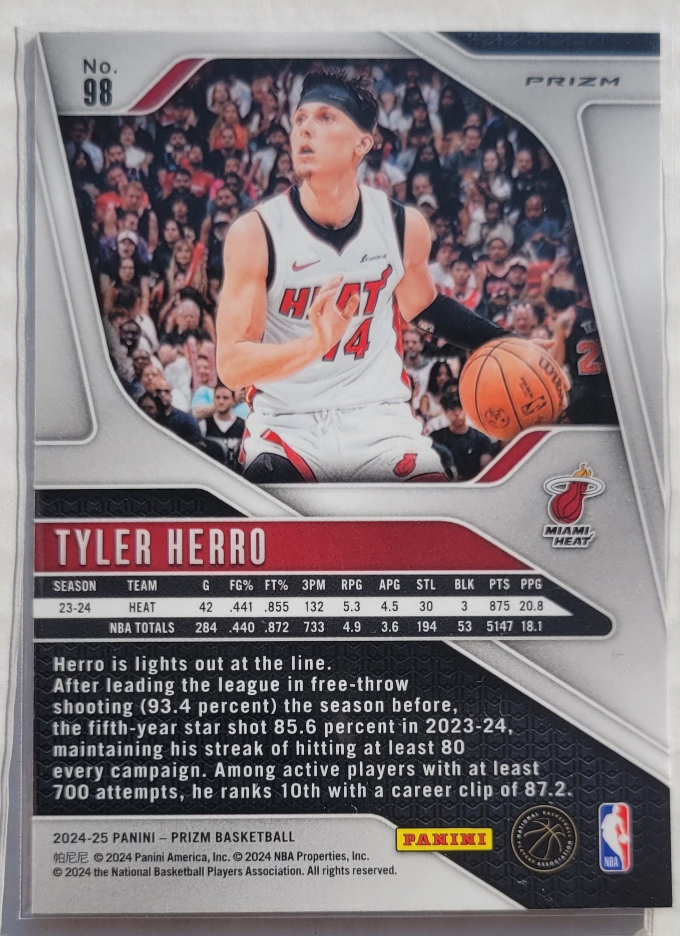 Tyler Herro - 2024-25 Panini Prizm Prizms Red Ice #98