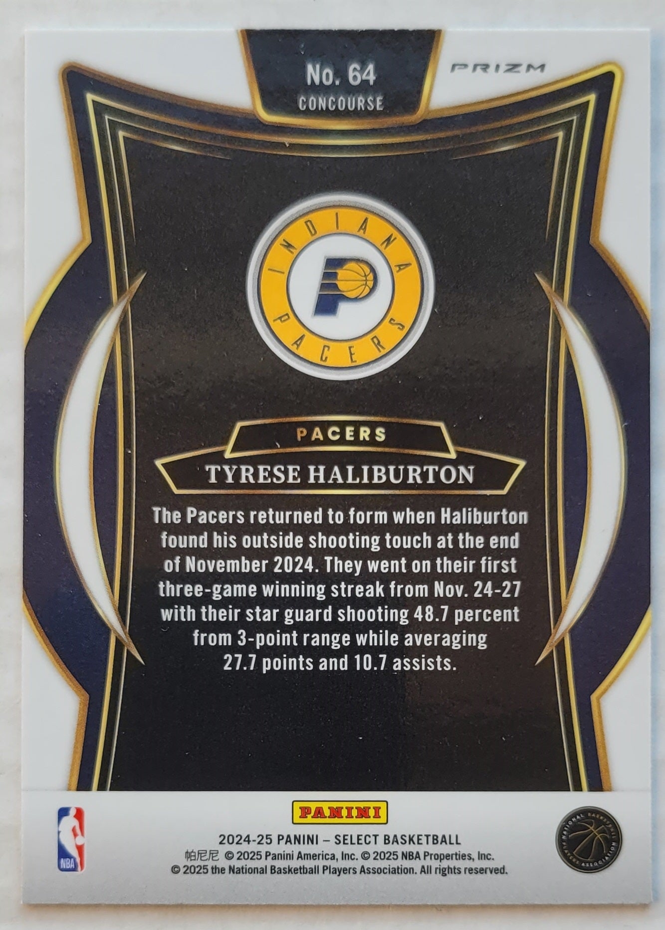Tyrese Haliburton - 2024-25 Select Blue Cracked Ice Prizms #64