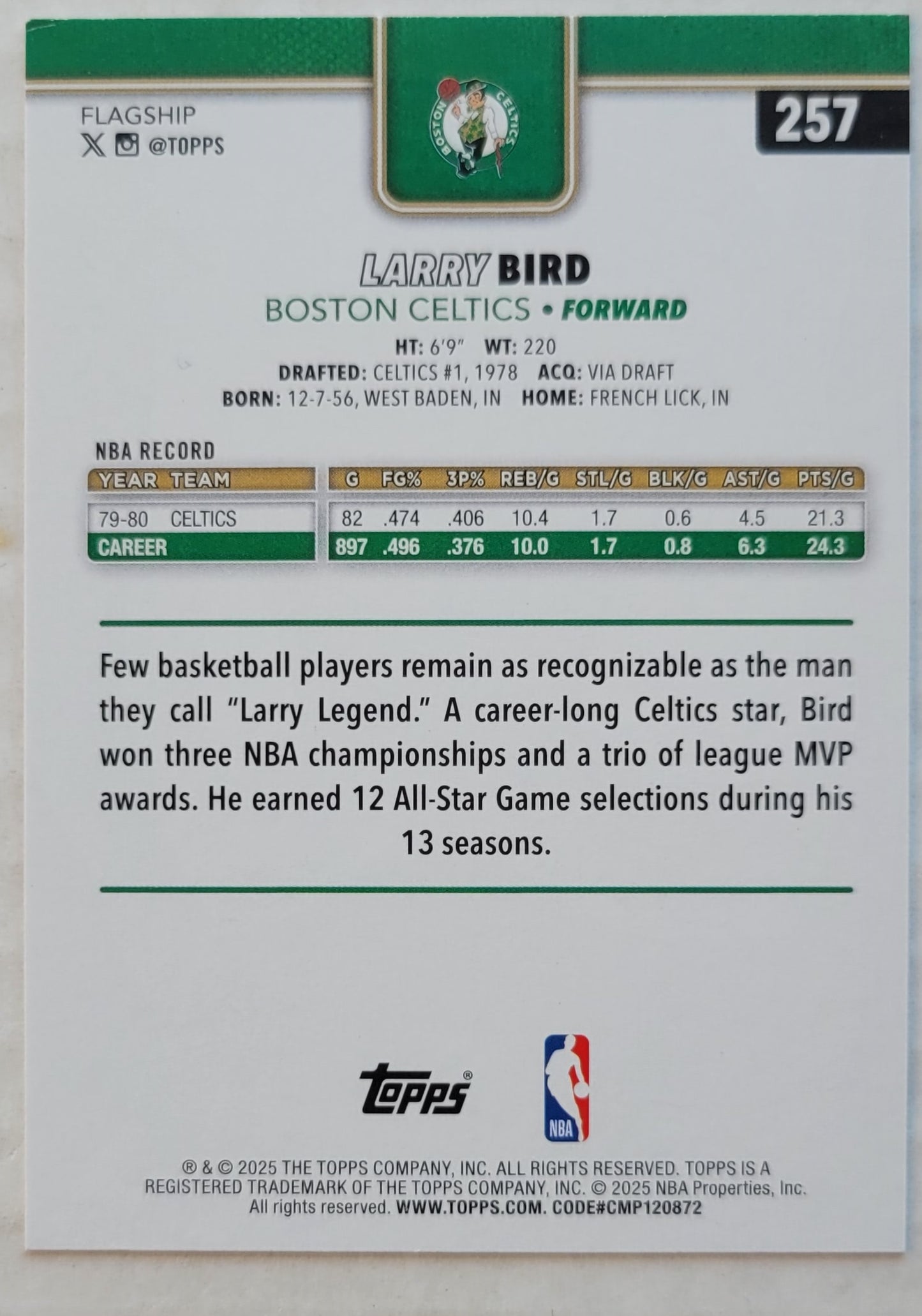 Larry Bird - 2025-26 Topps #257