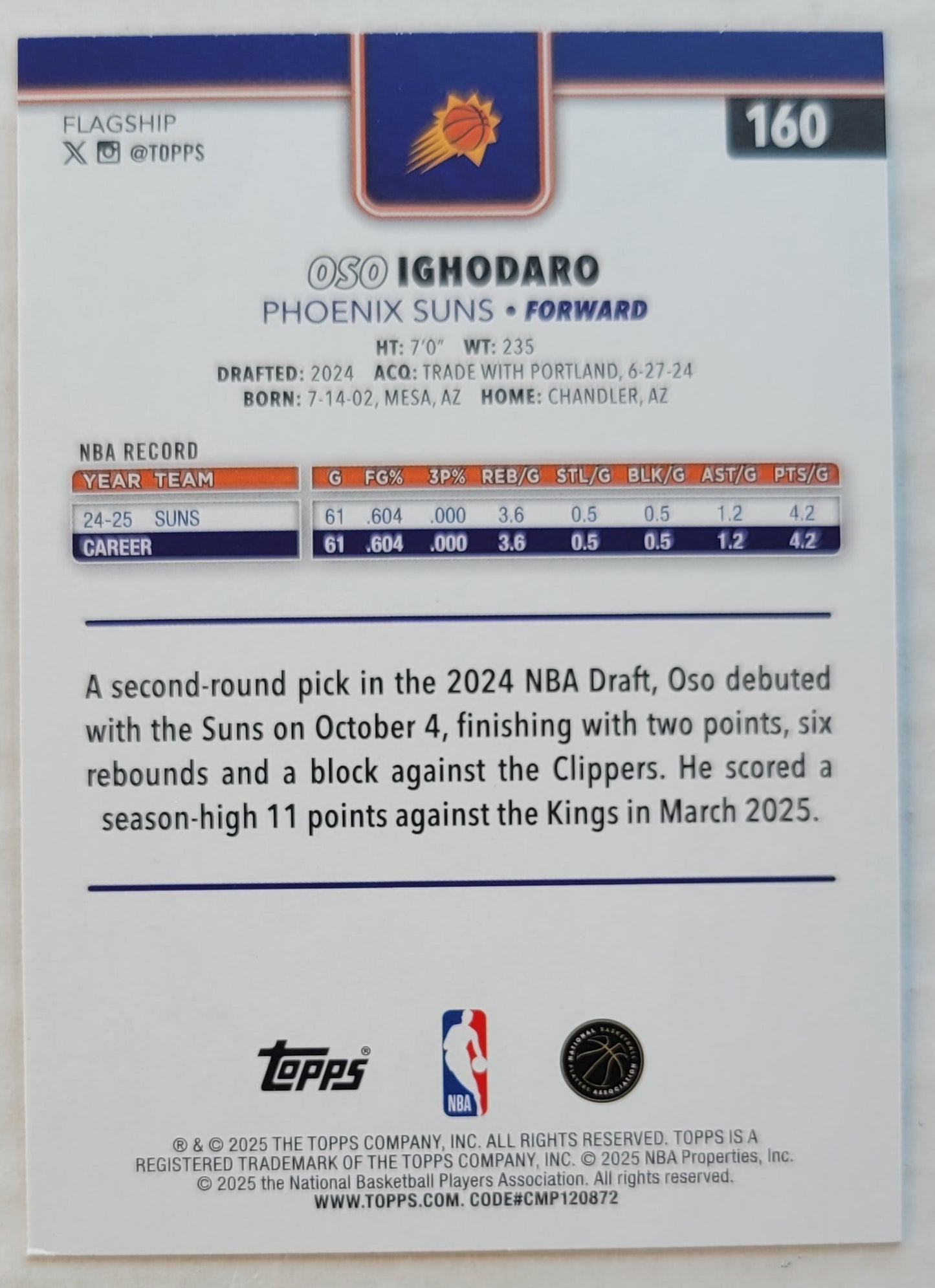 Oso Ighodaro - 2025-26 Topps Holo Foil #160