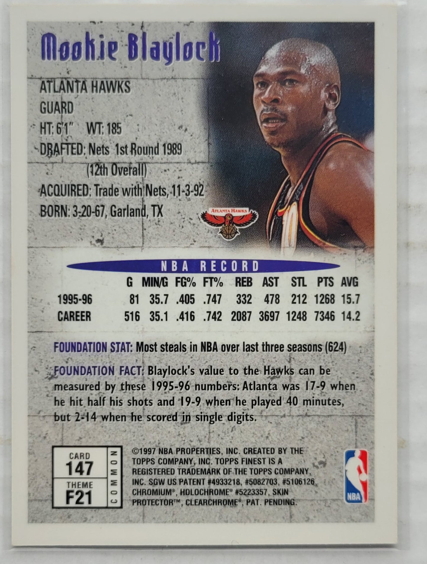 Mookie Blaylock - 1996-97 Finest #147 B