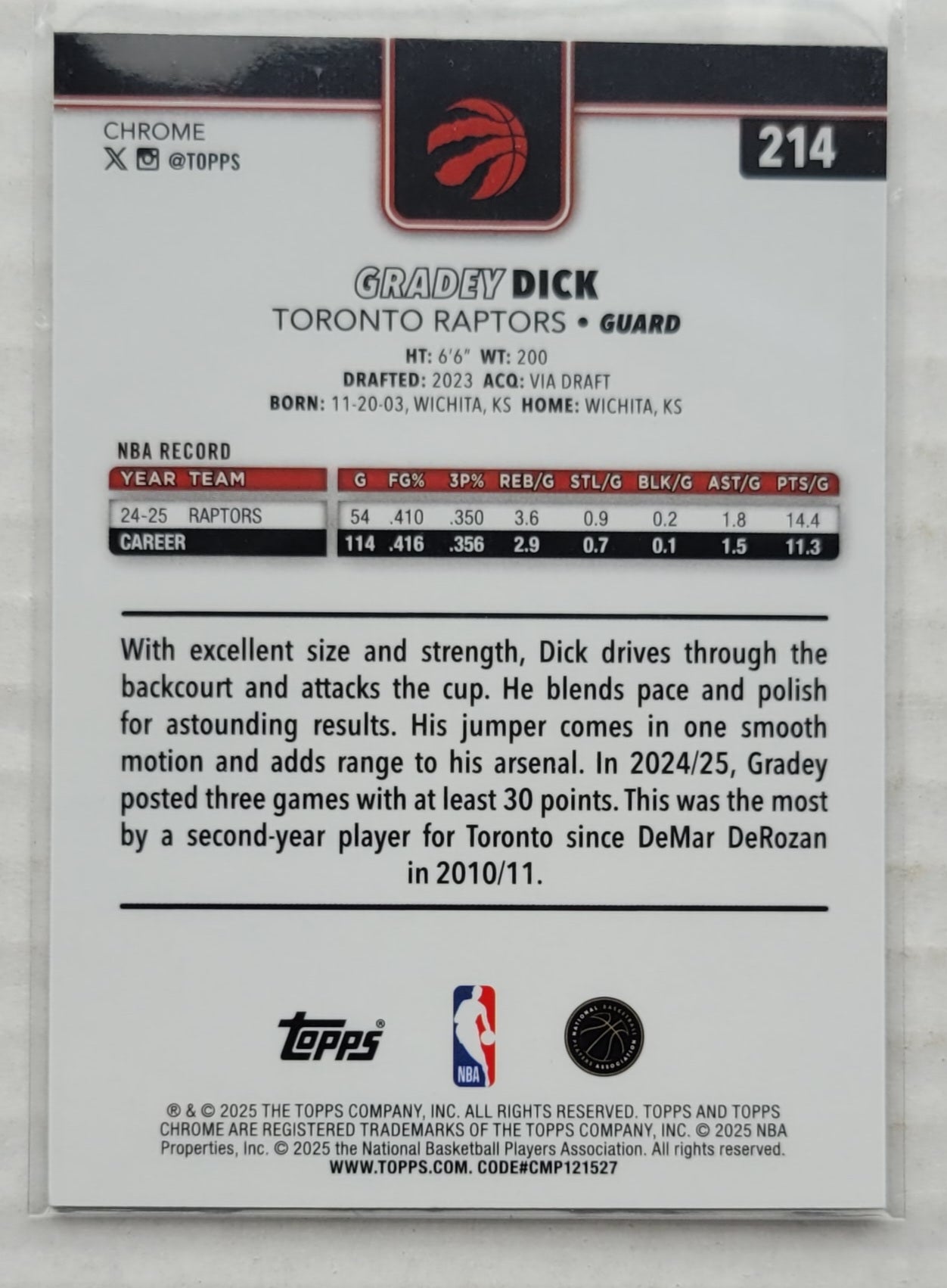 Gradey Dick - 2025-26 Topps Chrome X-Fractors #214