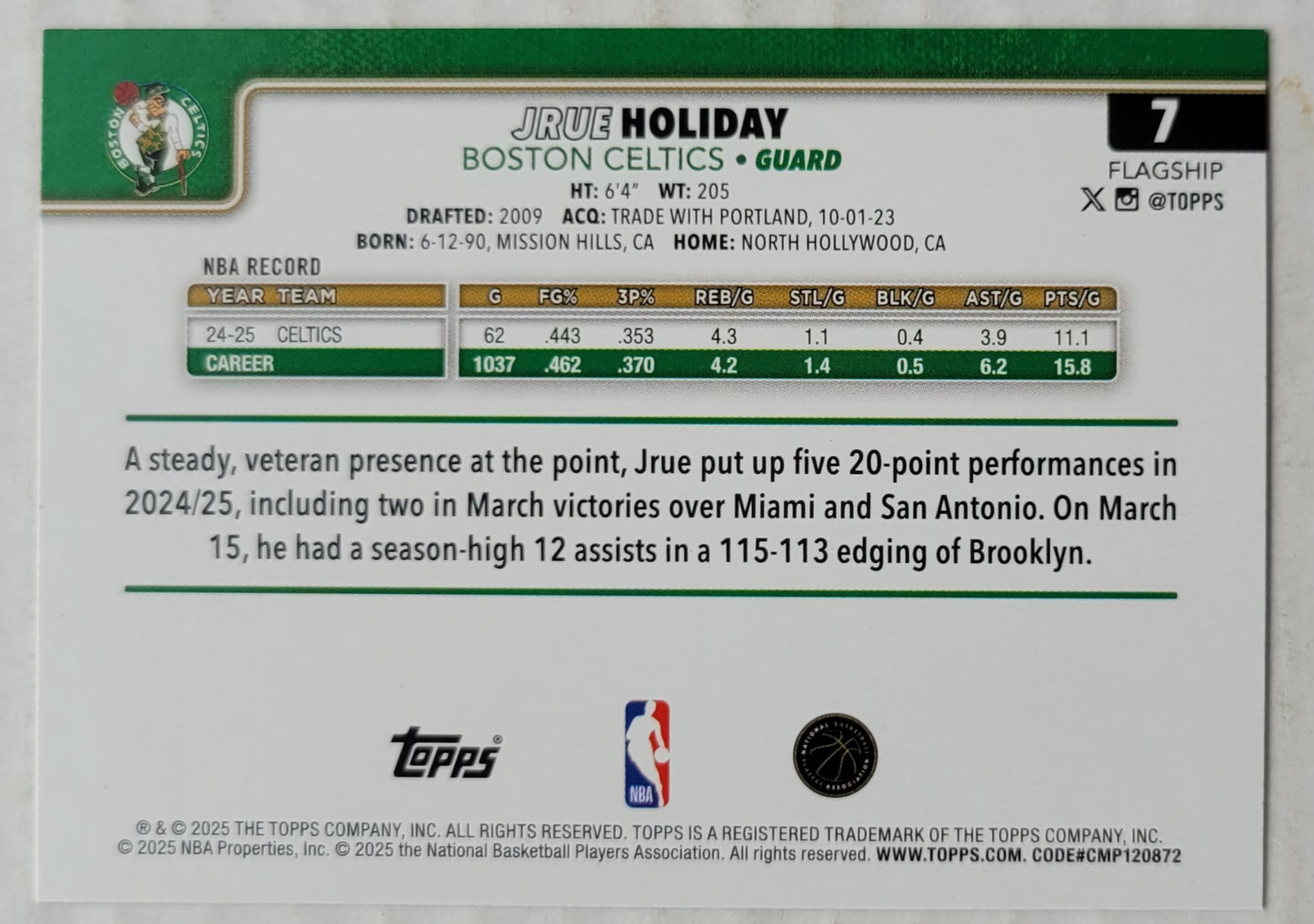 Jrue Holiday - 2025-26 Topps Rainbow Foilboard #7