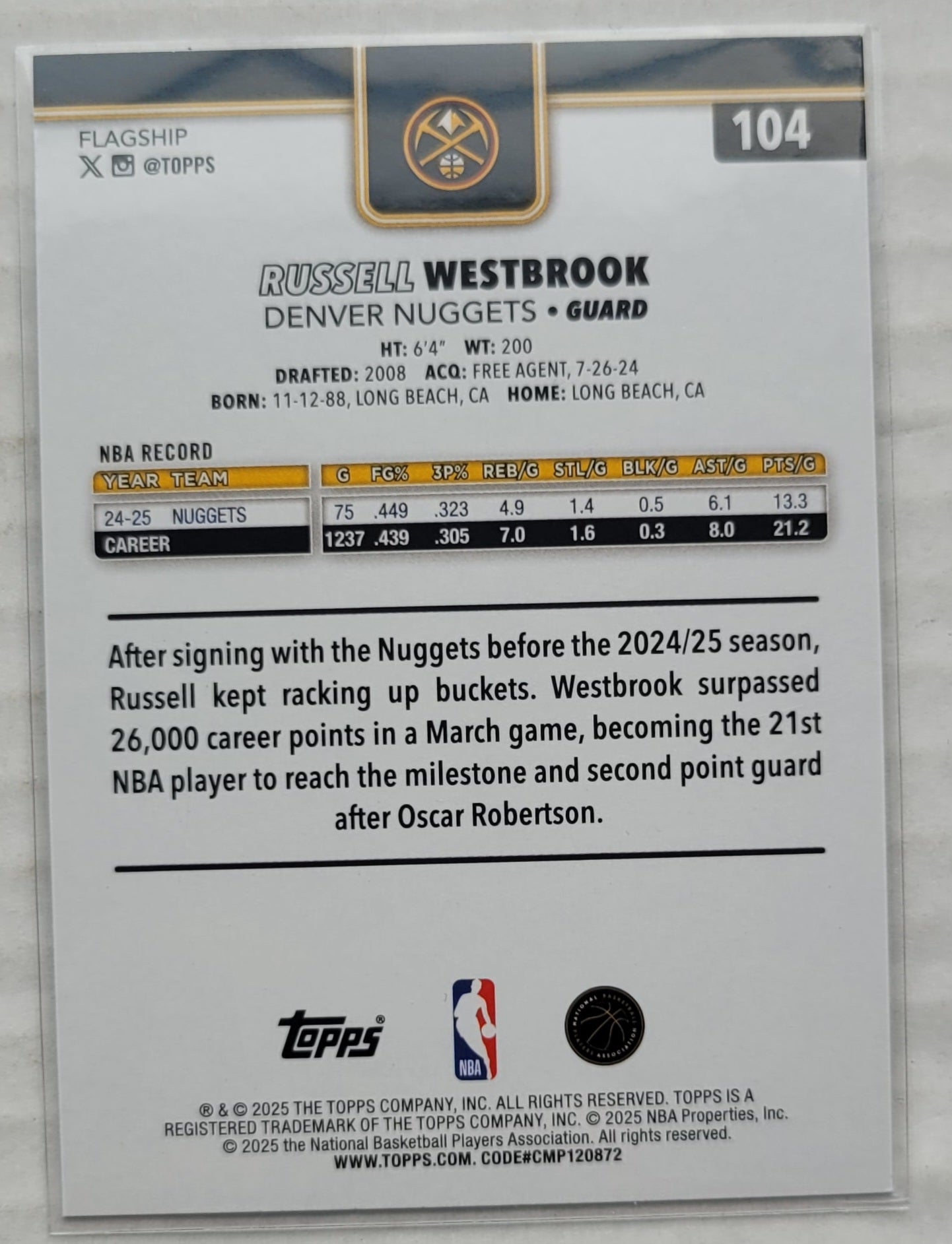 Russell Westbrook - 2025-26 Topps Foil Pattern #104