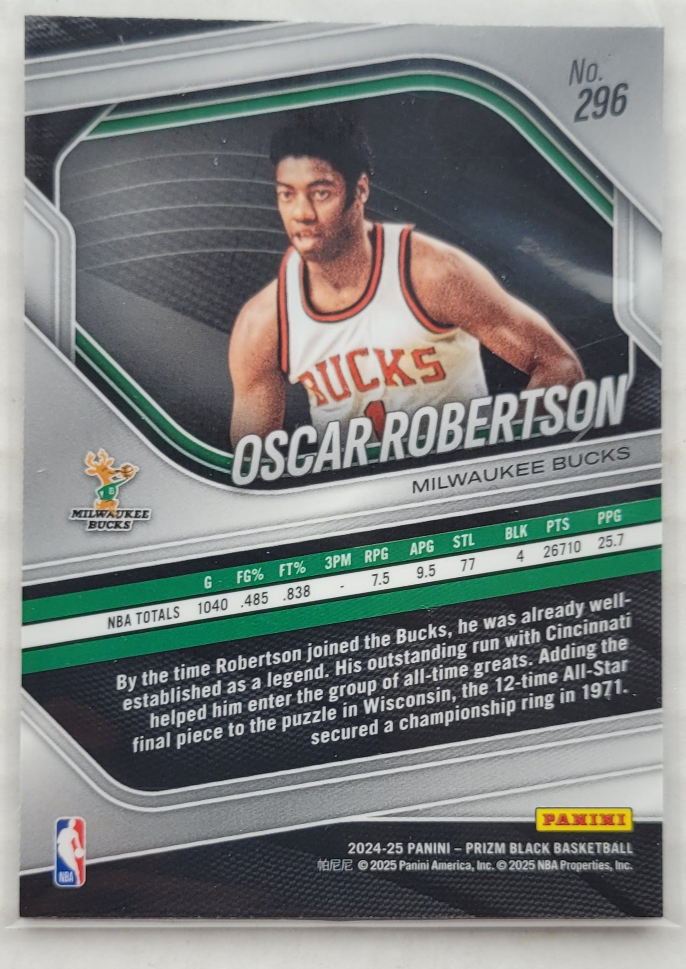 Oscar Robertson - 2024-25 Panini Prizm Black #296 LGD
