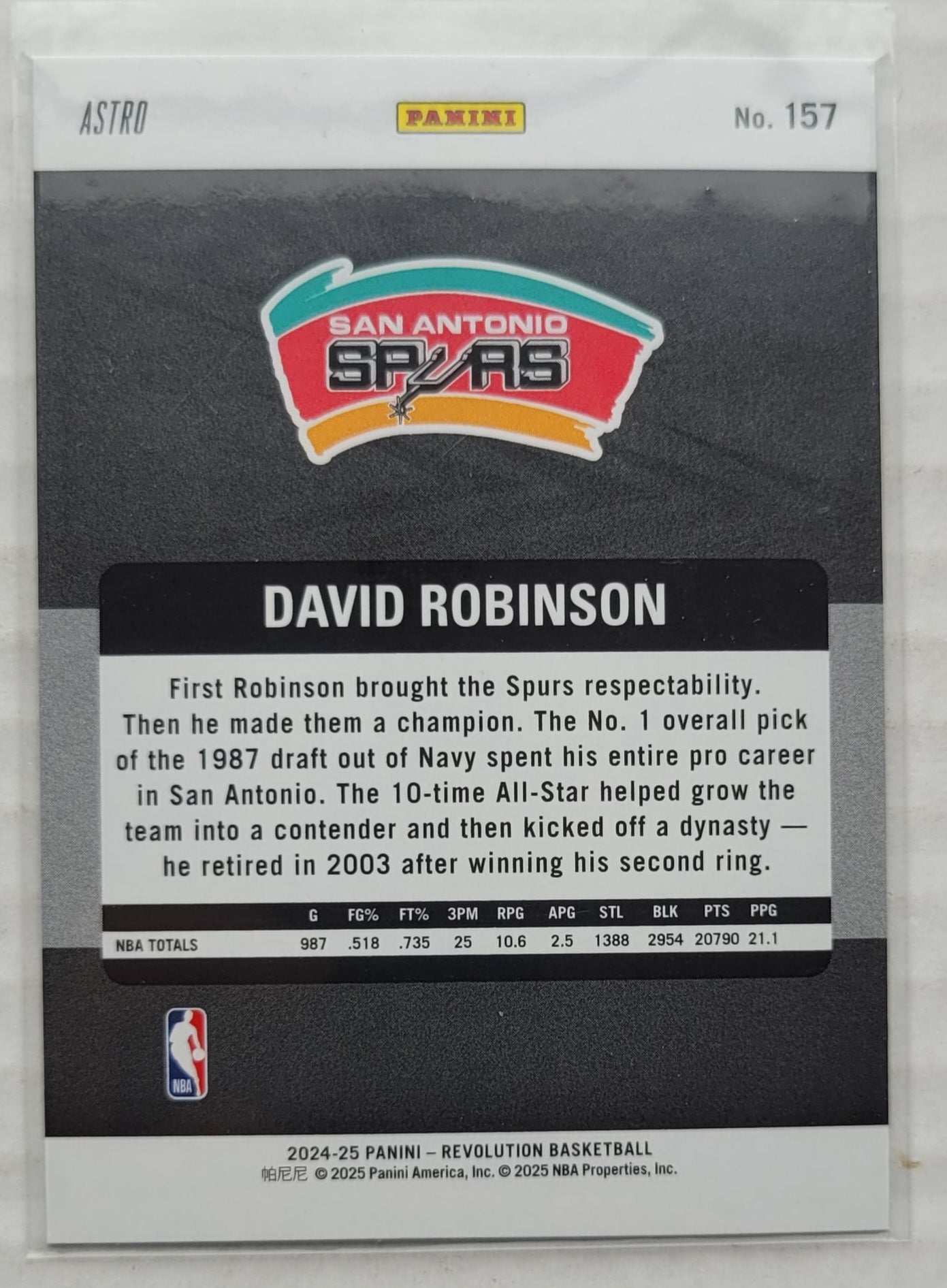 David Robinson - 2024-25 Panini Revolution Astro #157 LGD