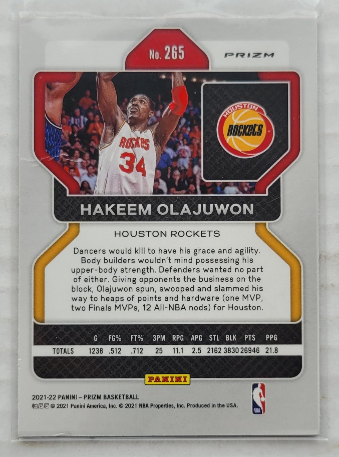 Hakeem Olajuwon - 2021-22 Panini Prizm Prizms Red Ice #265