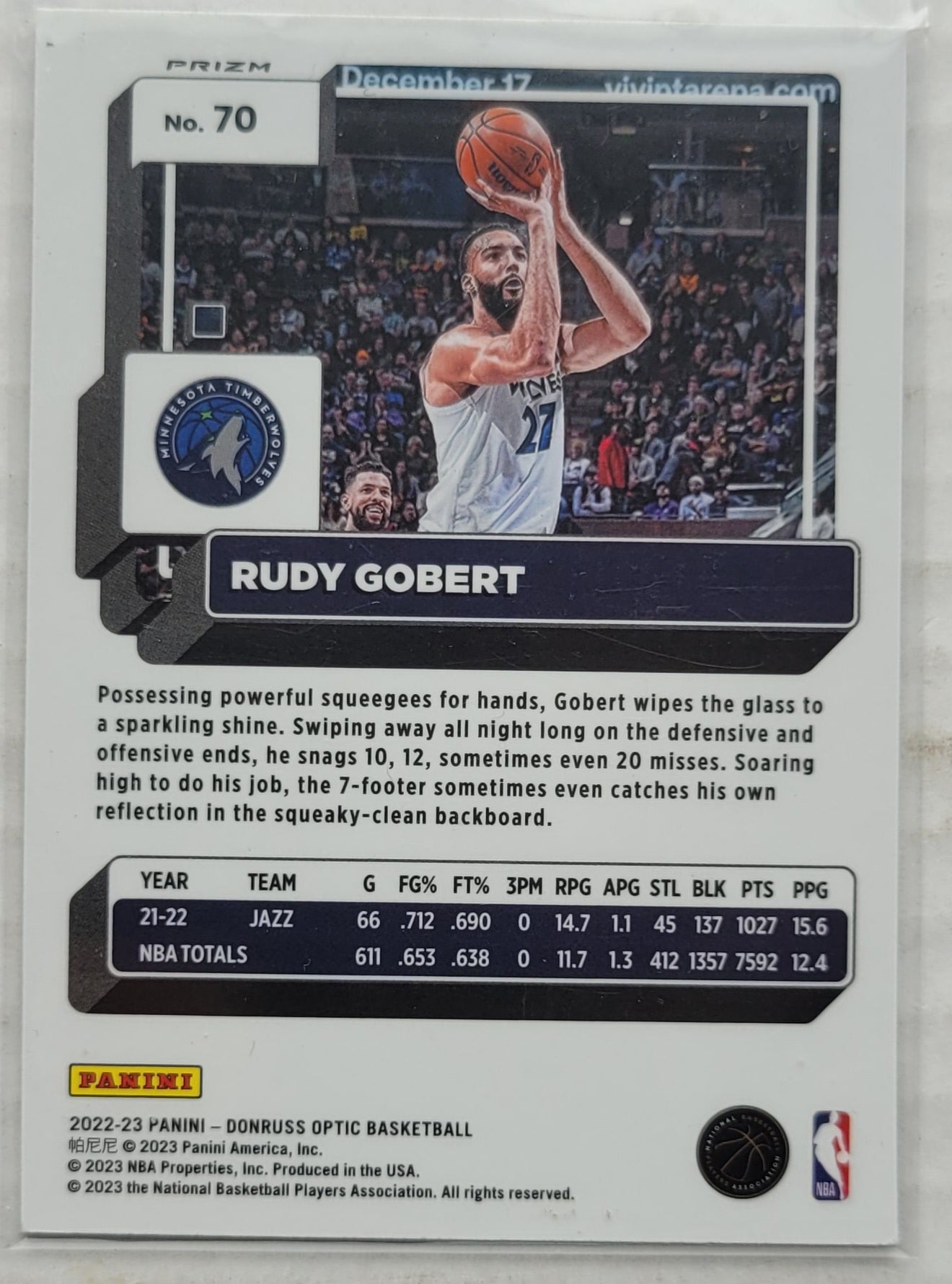Rudy Gobert - 2022-23 Donruss Optic Ruby Wave #70