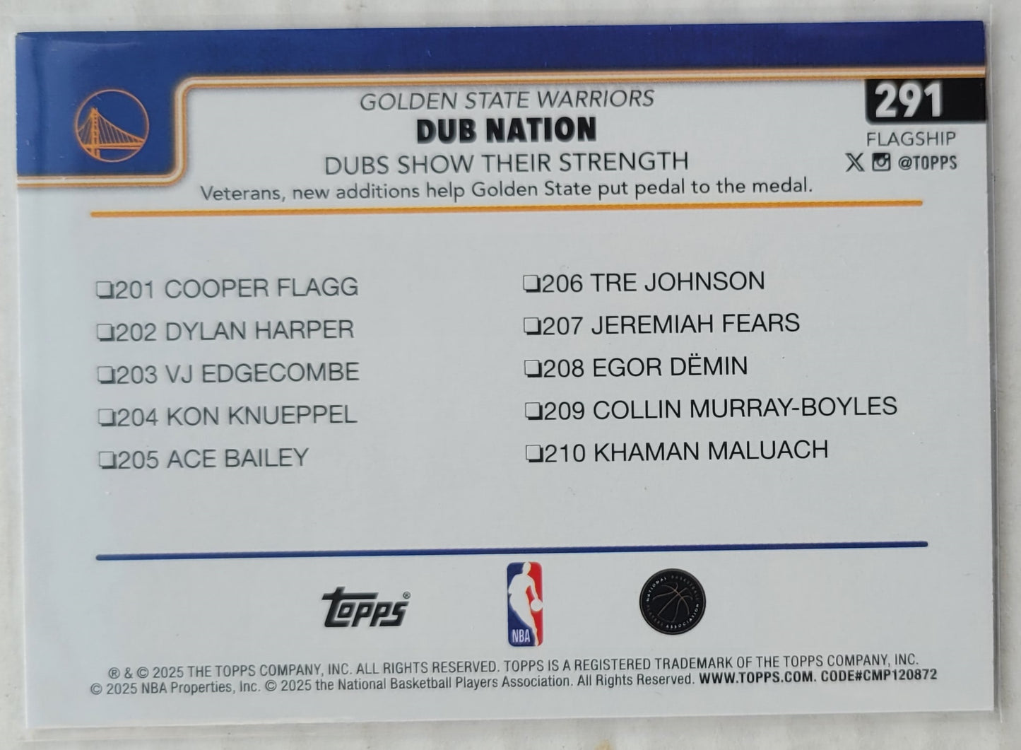 Stephen Curry / Draymond Green - 2025-26 Topps #291 Dubs Nation