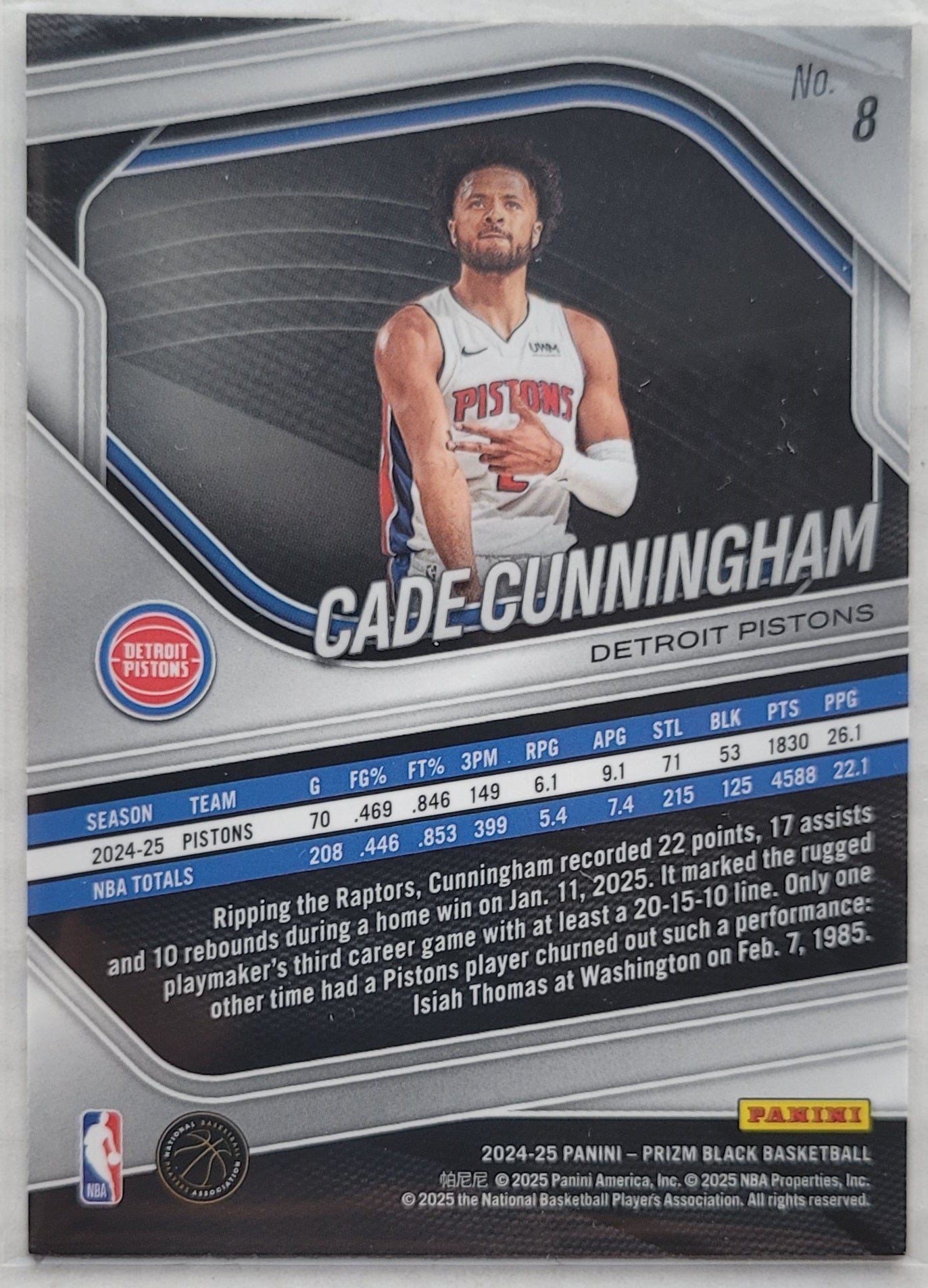 Cade Cunningham - 2024-25 Panini Prizm Black #8