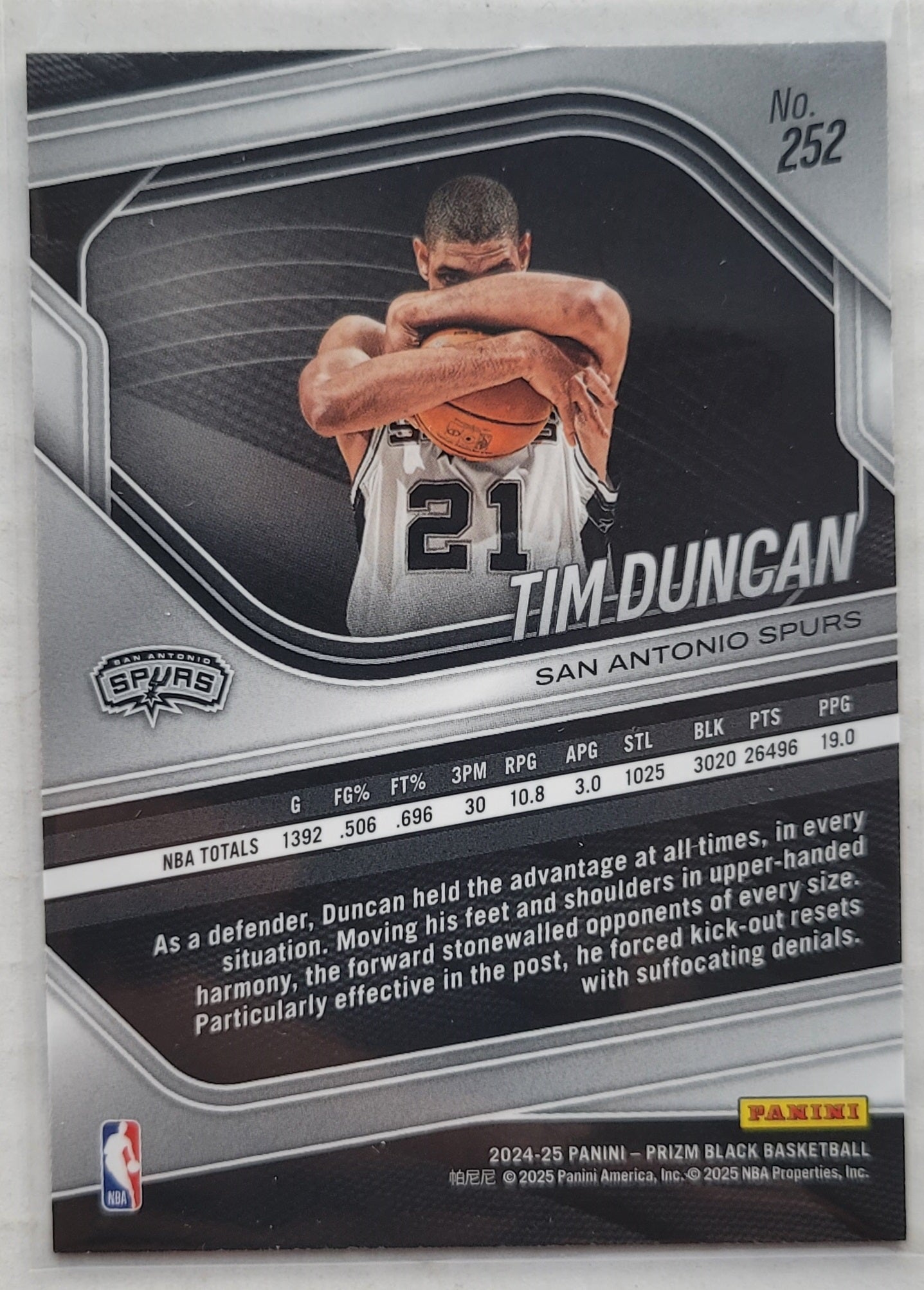 Tim Duncan - 2024-25 Panini Prizm Black #252 LGD