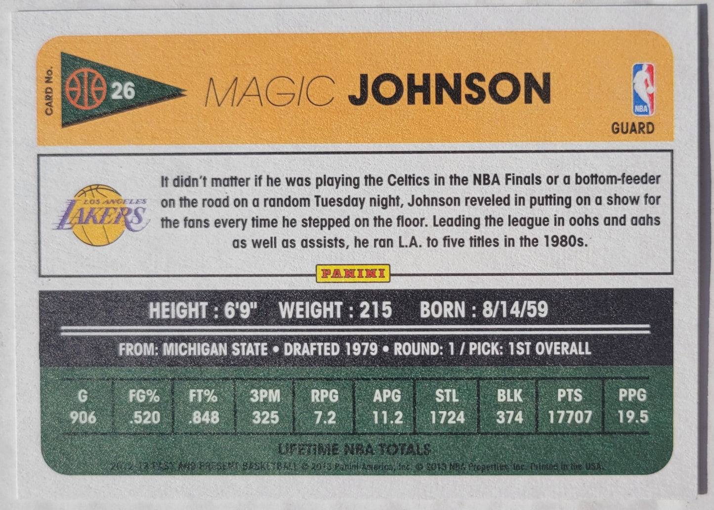 Magic Johnson - 2012-13 Panini Past and Present #26